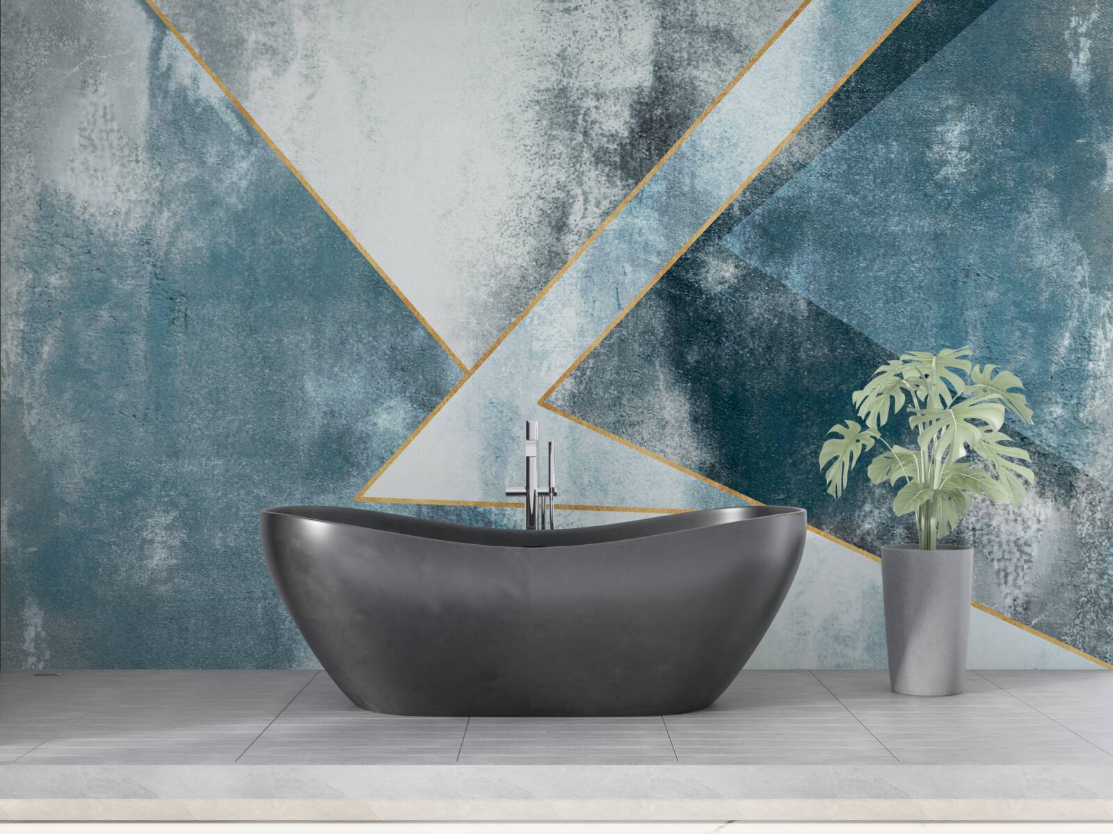 Fototapet marmură albastră cu margini aurii