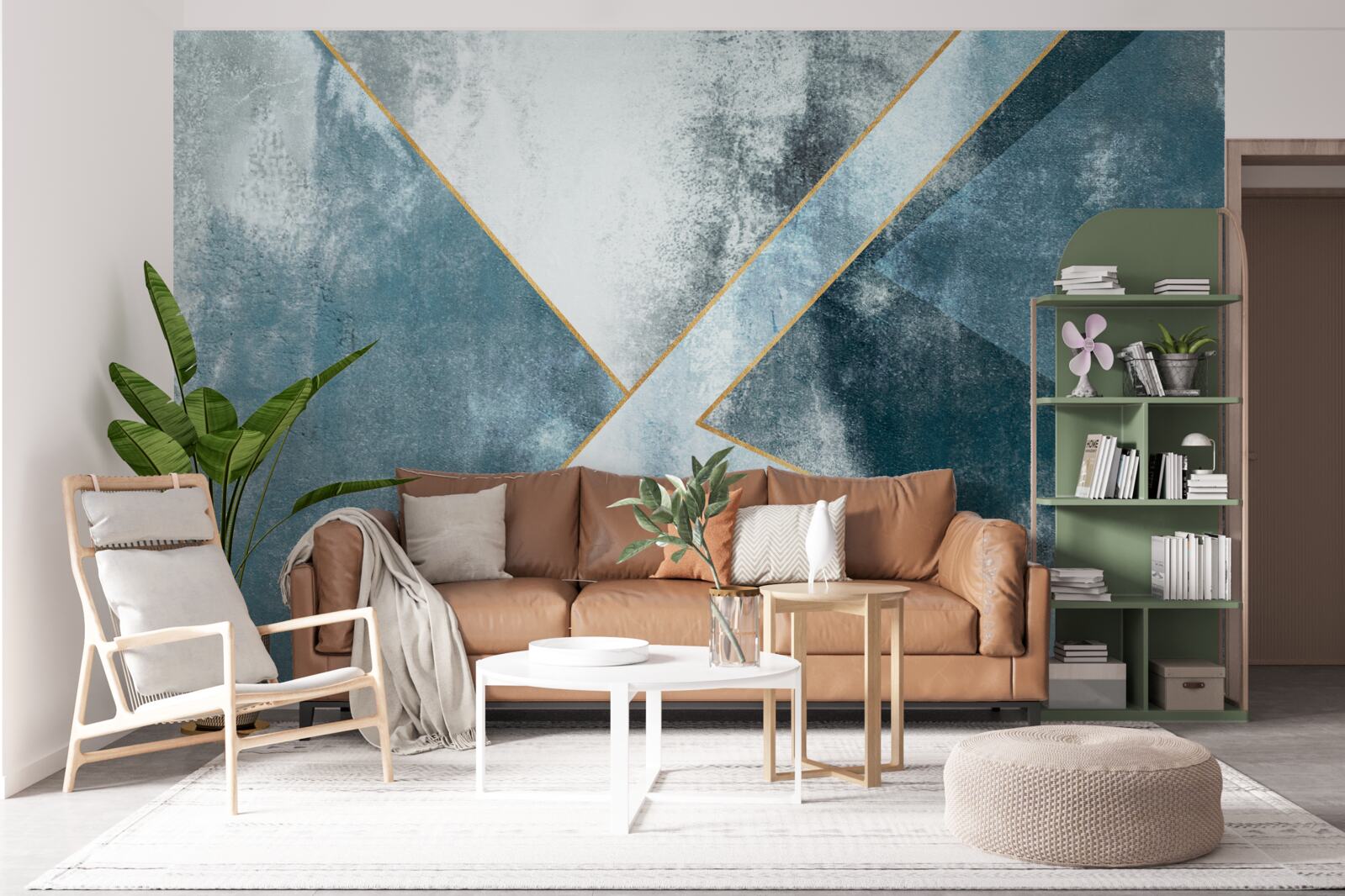 Fototapet marmură albastră cu margini aurii