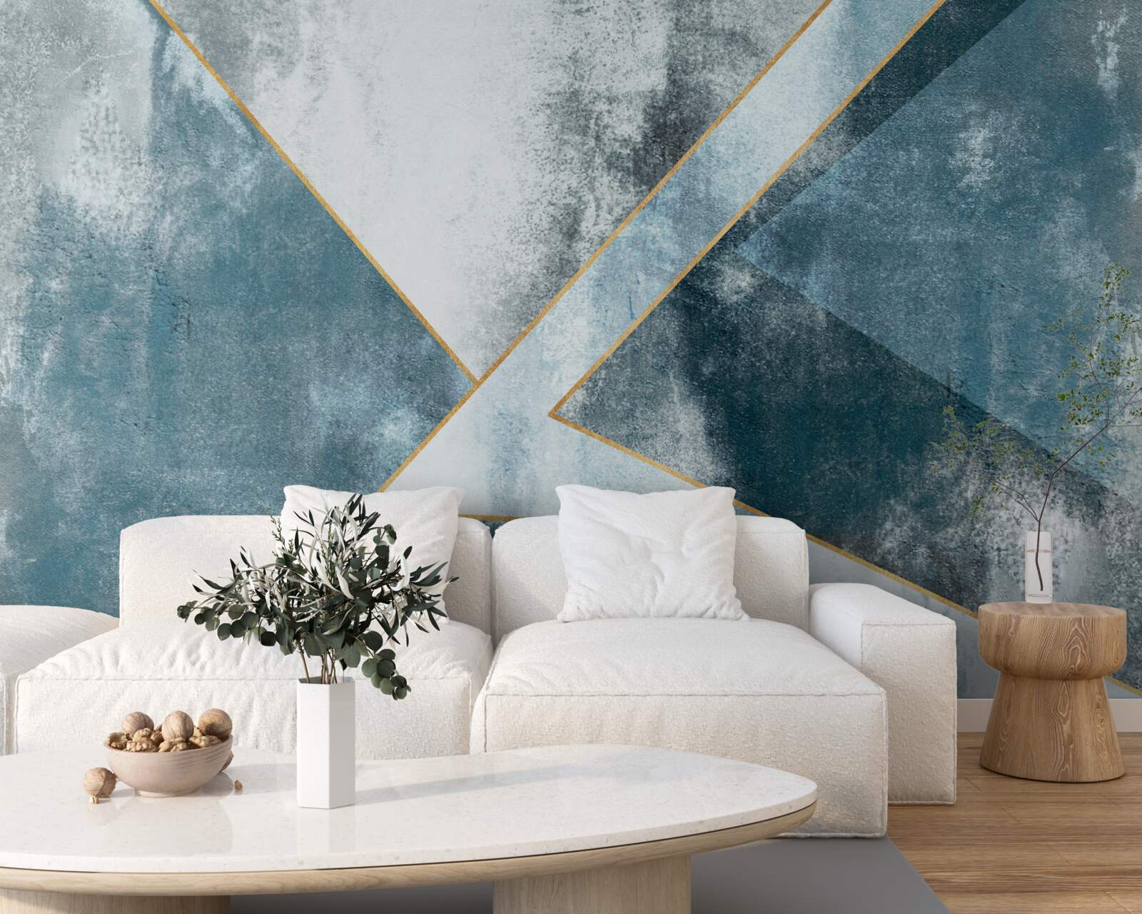 Fototapet marmură albastră cu margini aurii