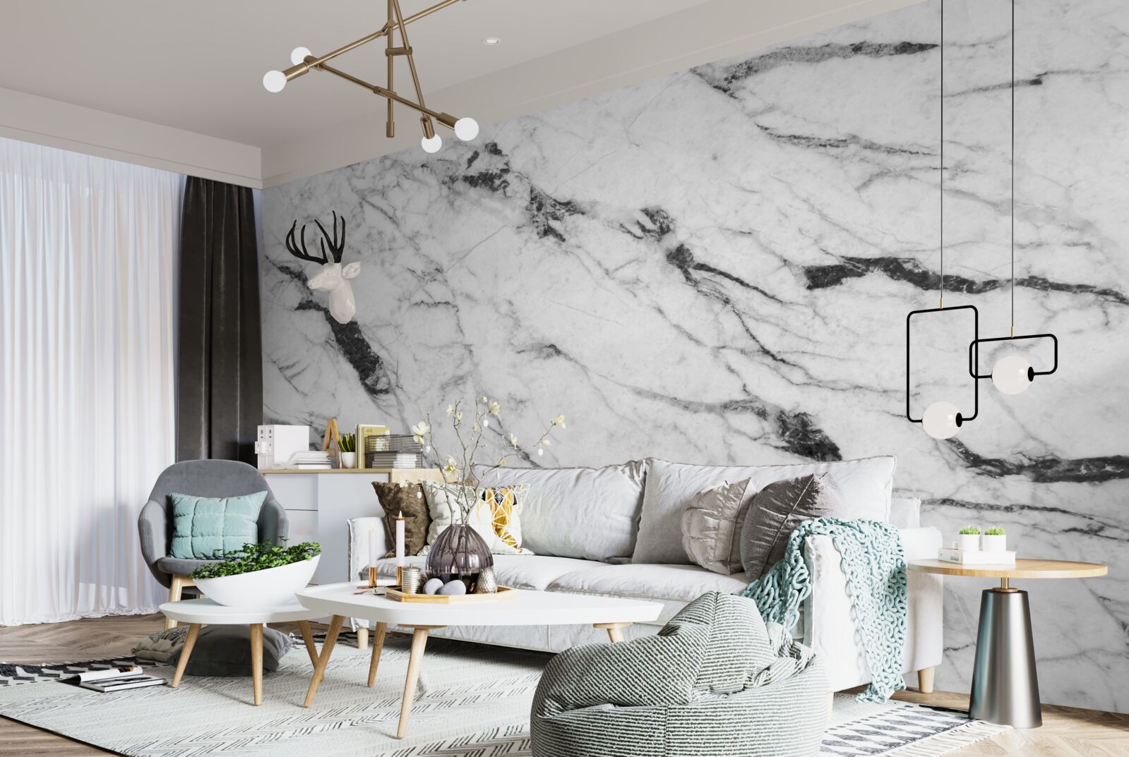 Fototapet combinație de fum alb și albastru