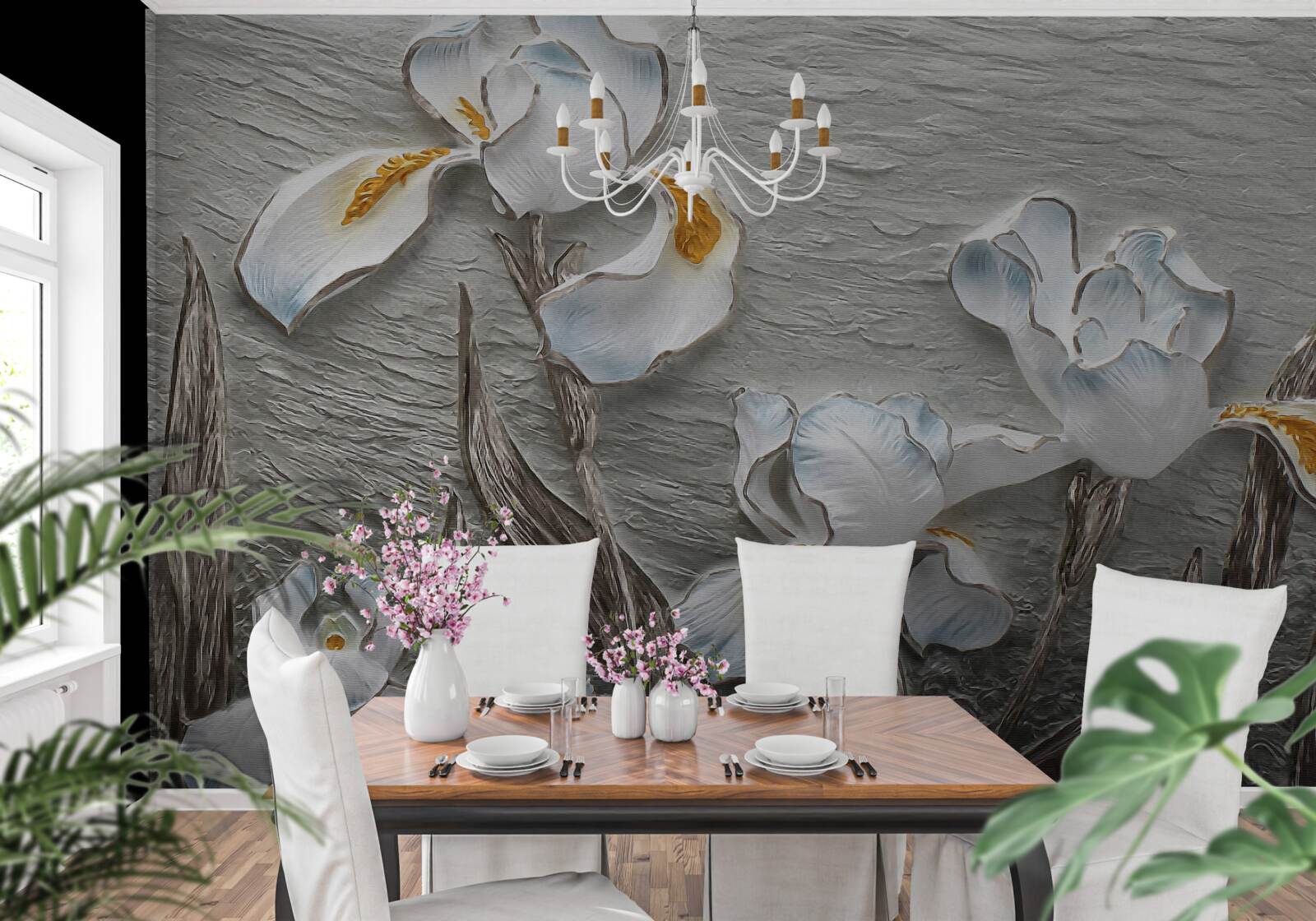 Fototapet Iriși albi ca zăpada într-o rafală puternică de vânt