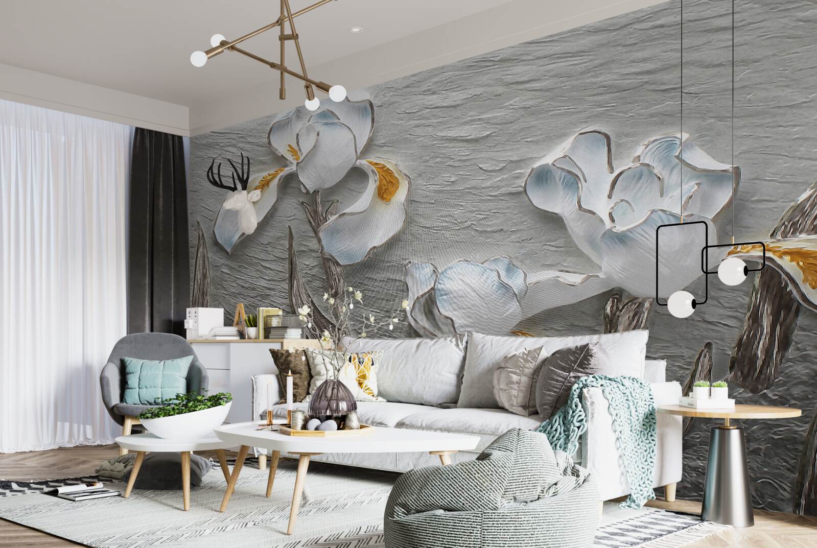 Fototapet Iriși albi ca zăpada într-o rafală puternică de vânt