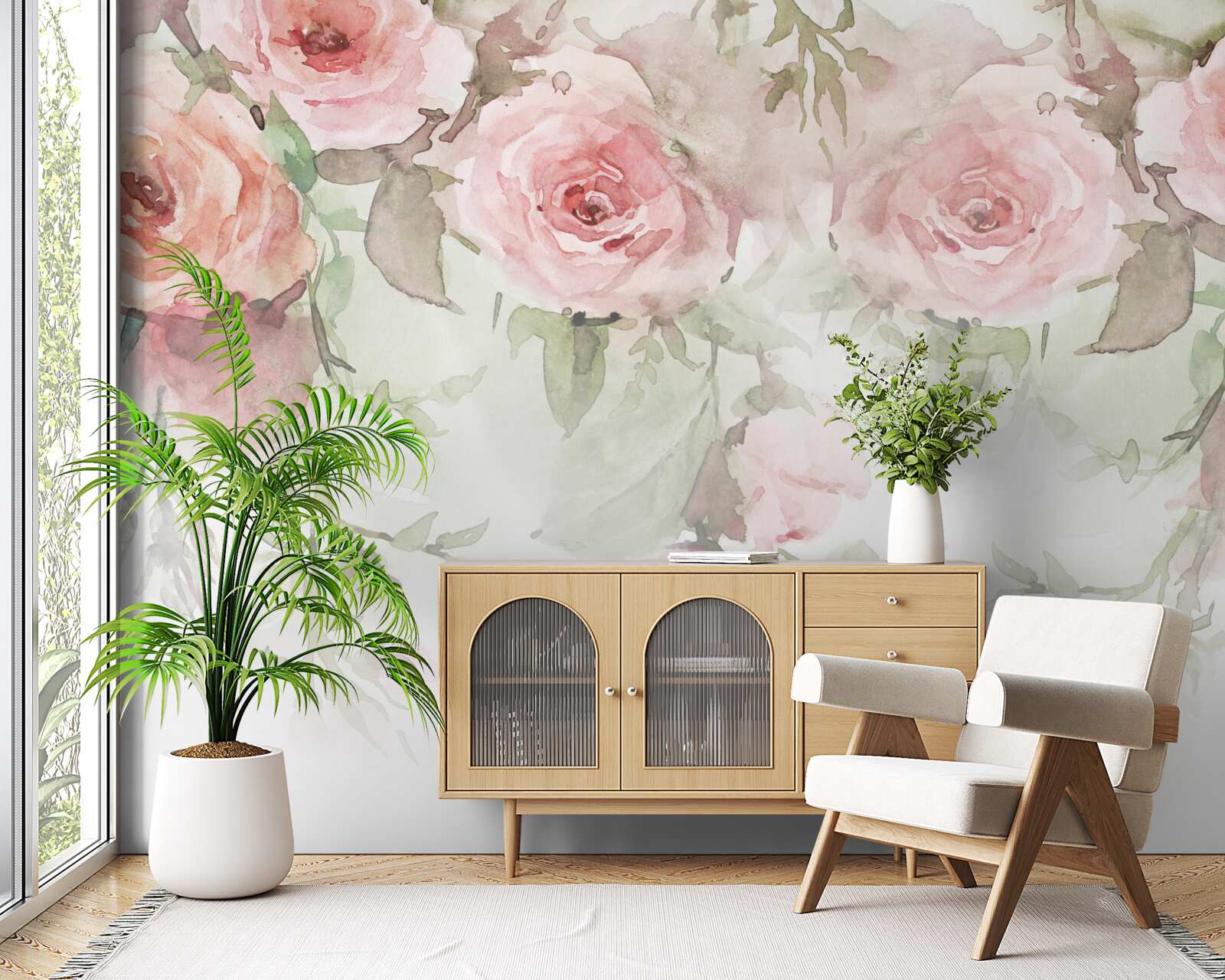 Fototapet flori imense, roz atârnă