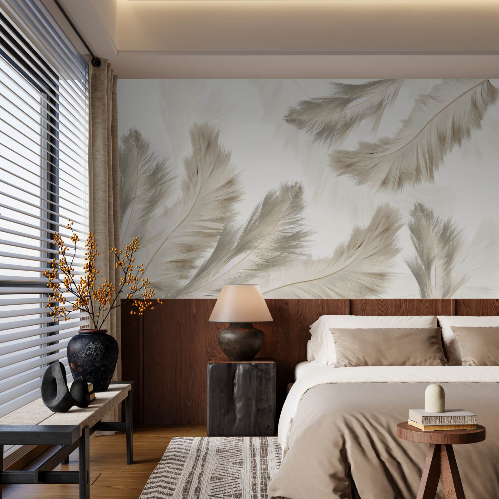 Fototapet pene pufoase plutind în aer