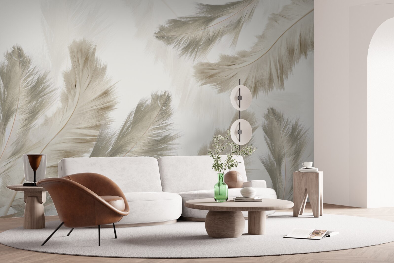 Fototapet pene pufoase plutind în aer