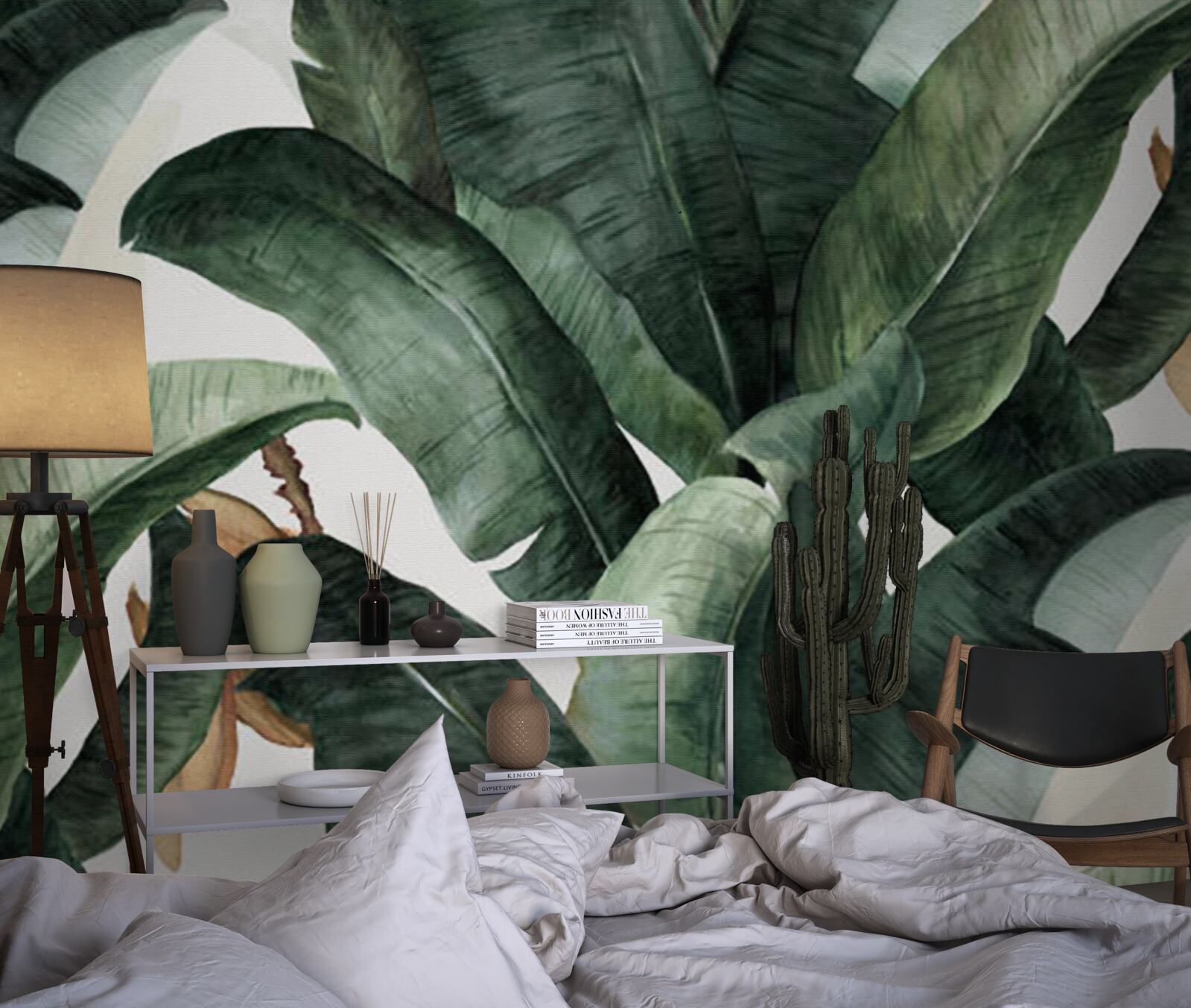 Fototapet frunze mari de culoare verde închis din regiunile tropicale