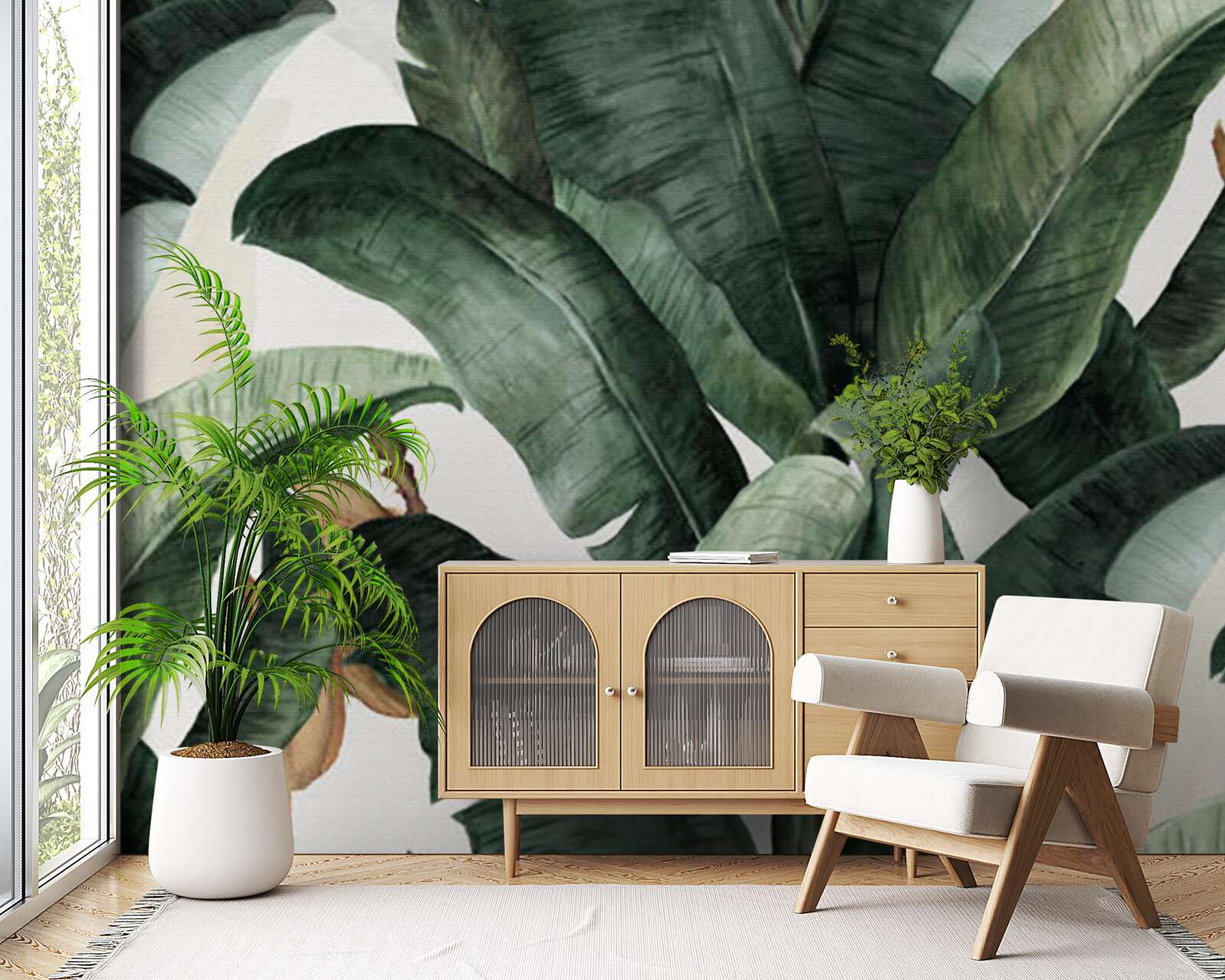 Fototapet frunze mari de culoare verde închis din regiunile tropicale