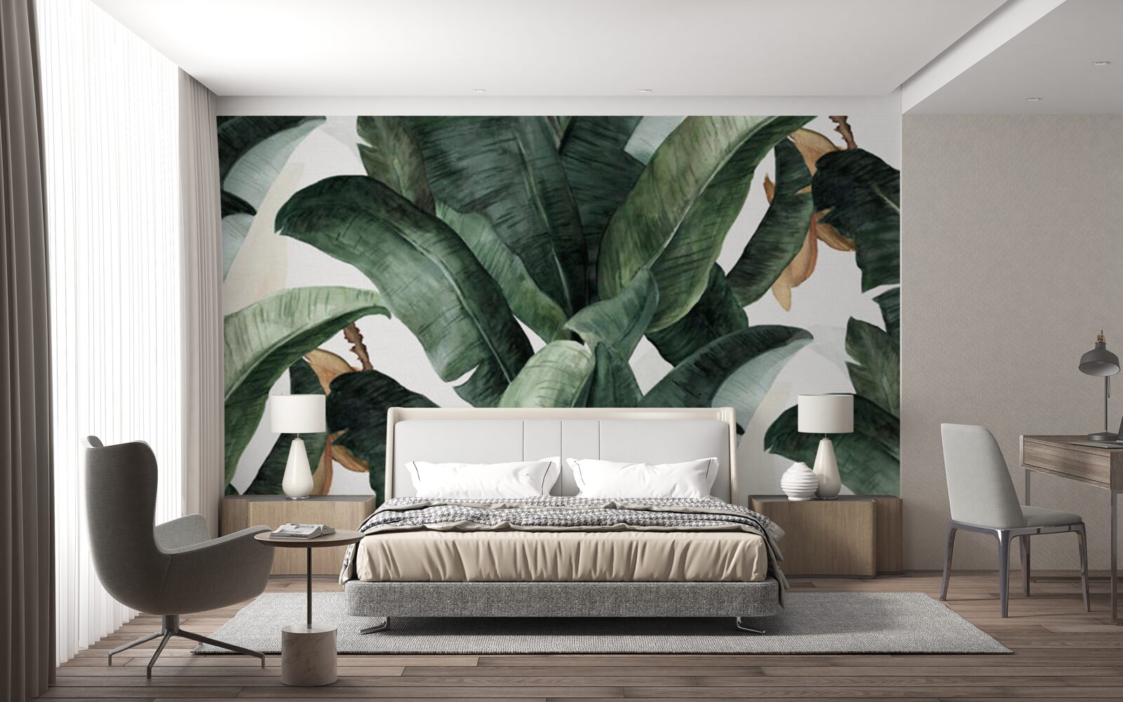 Fototapet frunze mari de culoare verde închis din regiunile tropicale