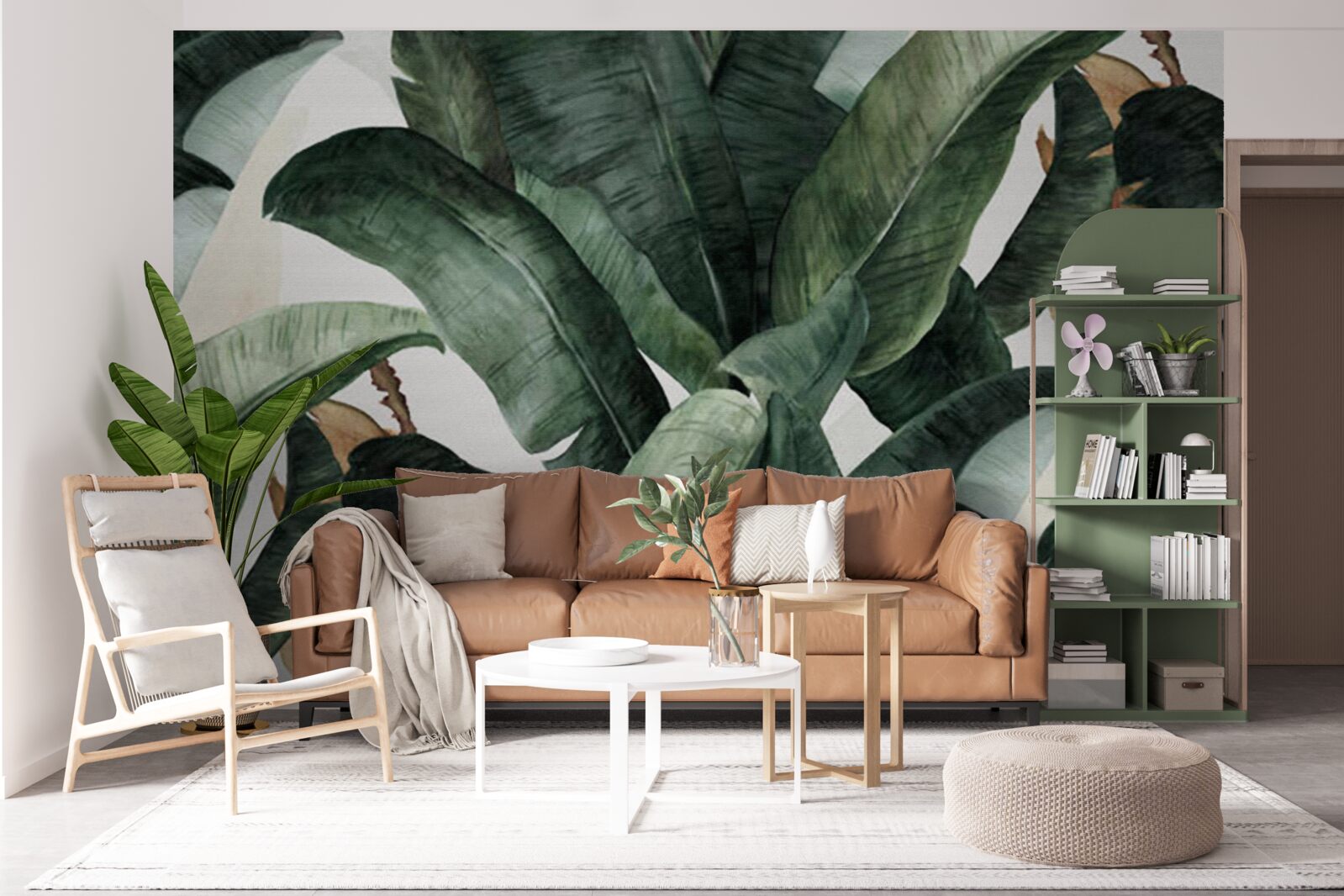 Fototapet frunze mari de culoare verde închis din regiunile tropicale