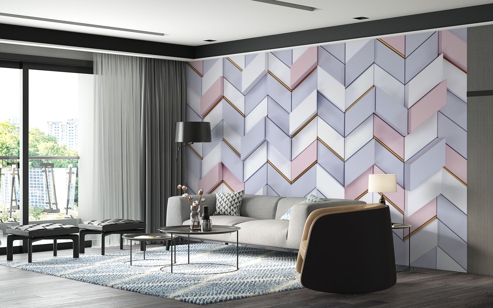 Fototapet zigzaguri reflectate ca într-o oglindă