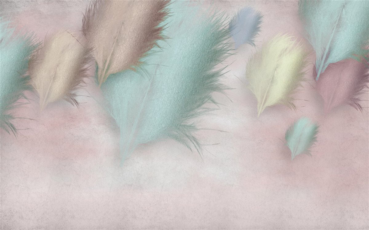 Fototapet pene în diferite nuanțe plutesc pe un cer roz