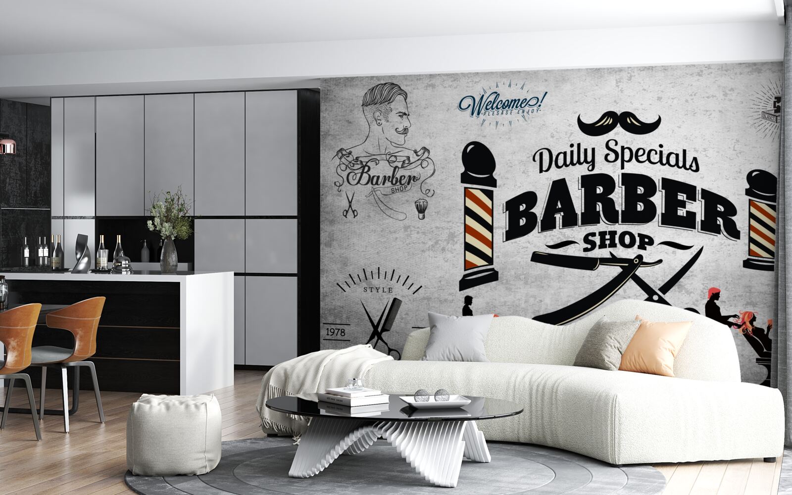 Fototapet publicitate pentru salon de coafură pe fațadă