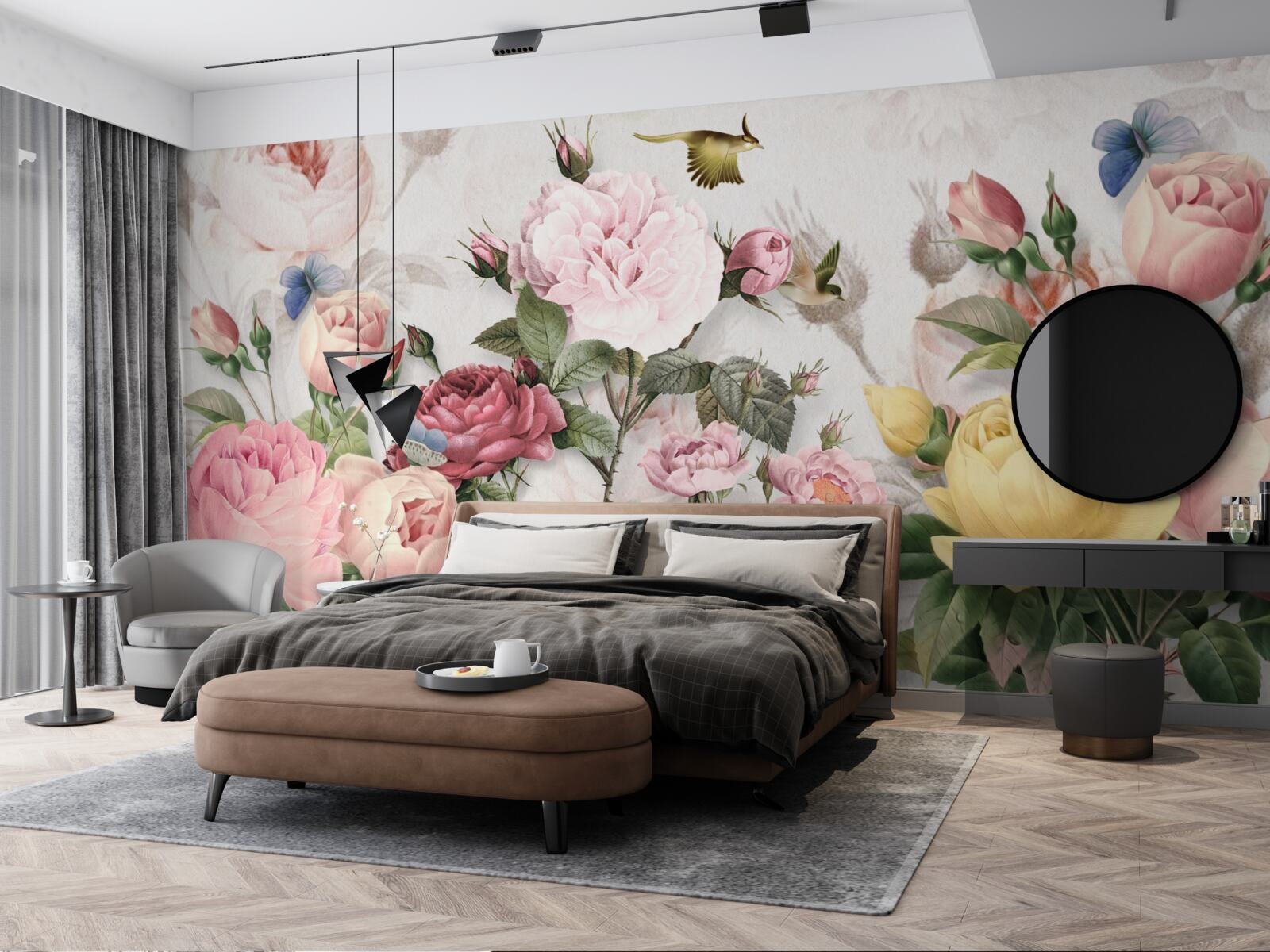 Fototapet un amestec exploziv de verdeață și tonuri florale de vară