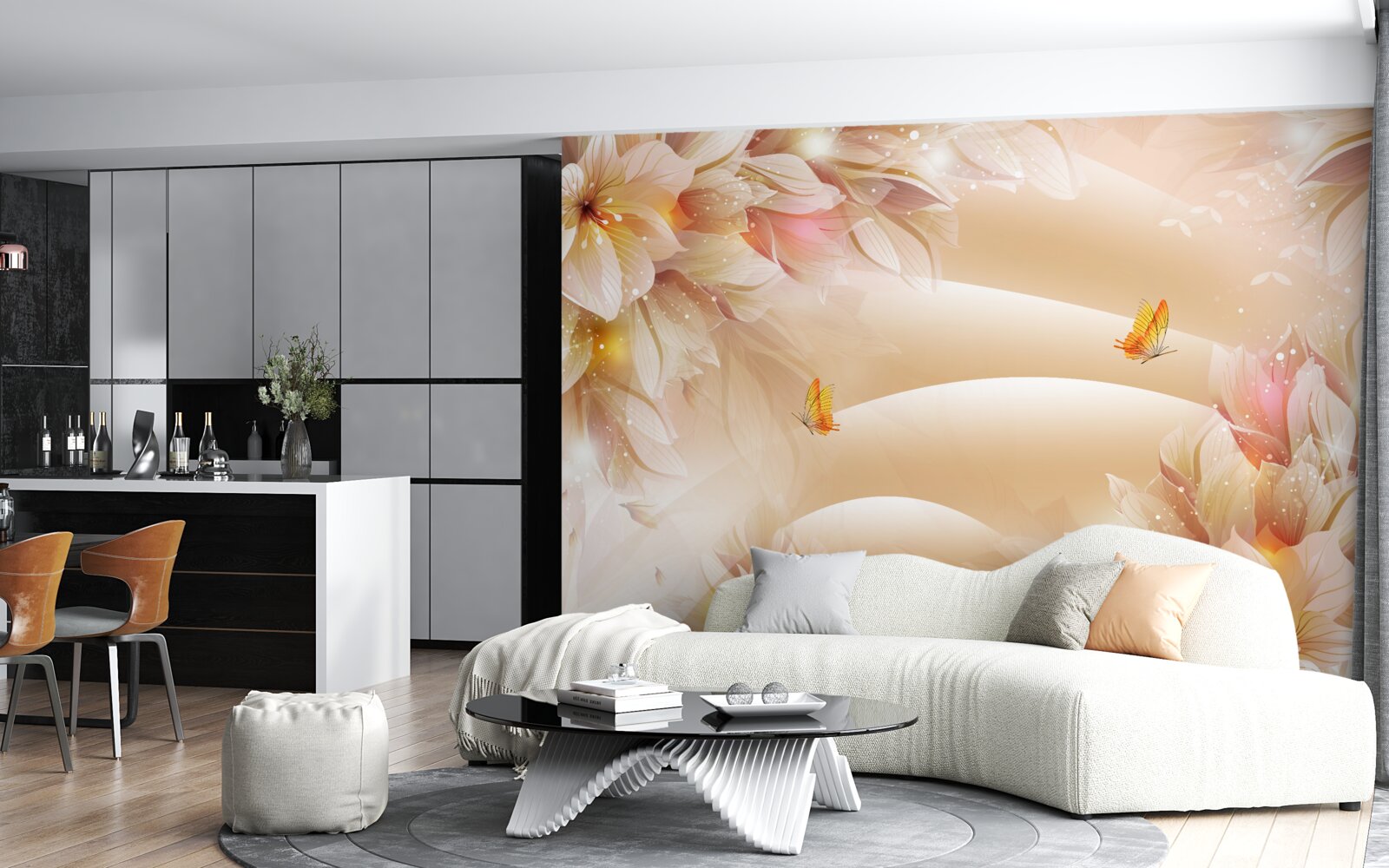 Fototapet mugurii înfloriți decorează mătasea maro