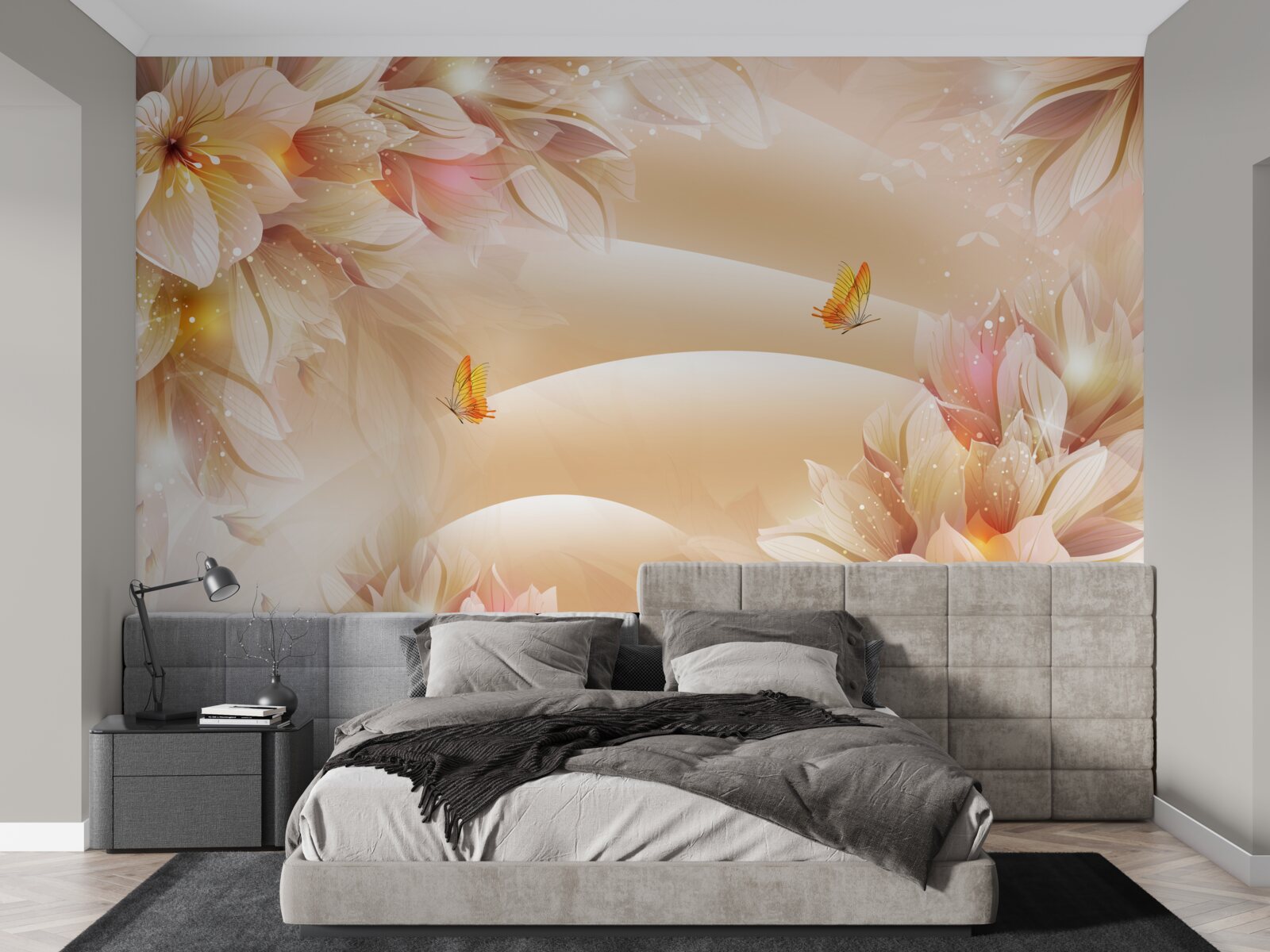 Fototapet mugurii înfloriți decorează mătasea maro