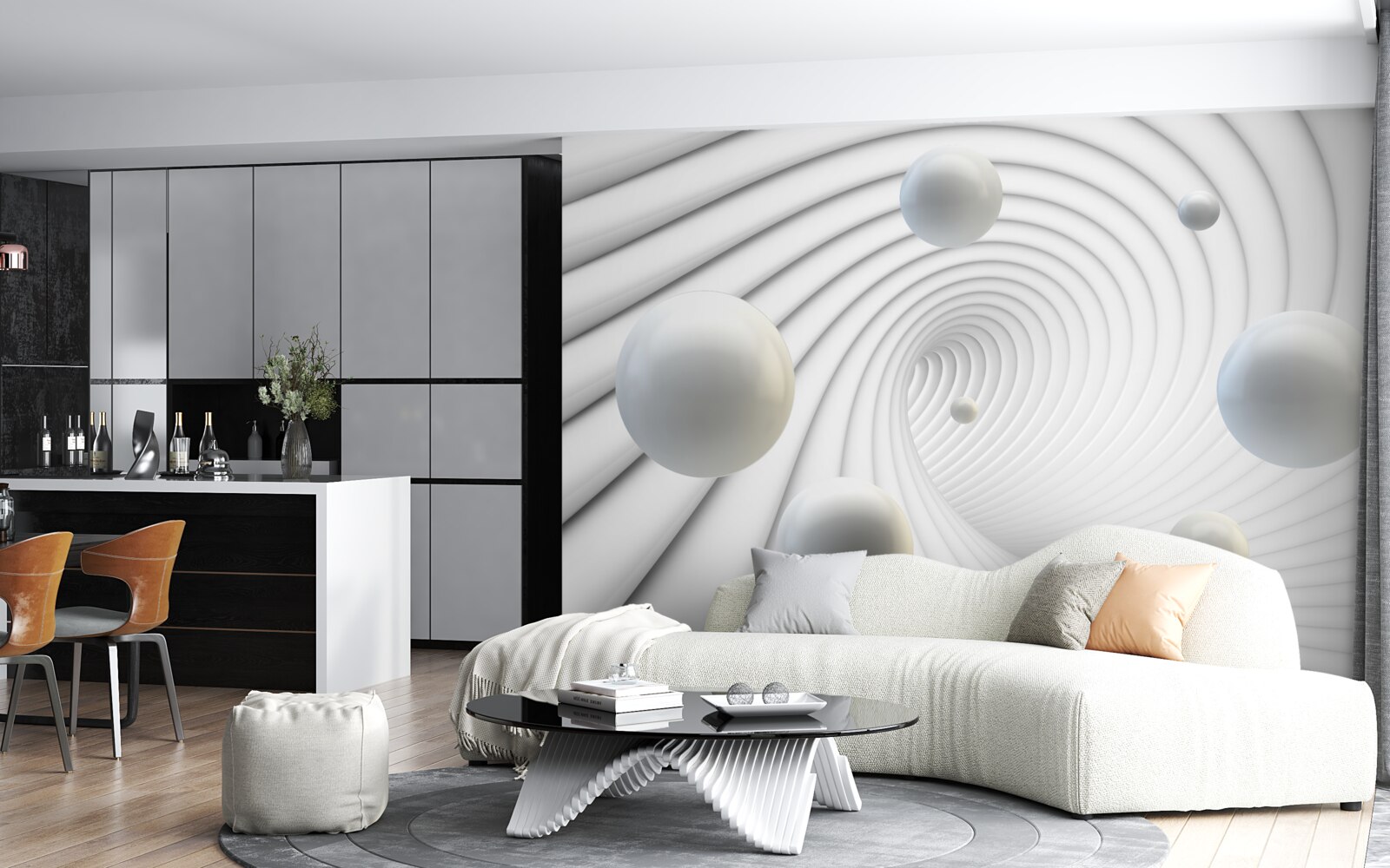 Fototapet bile albe care plutesc ușor în aer