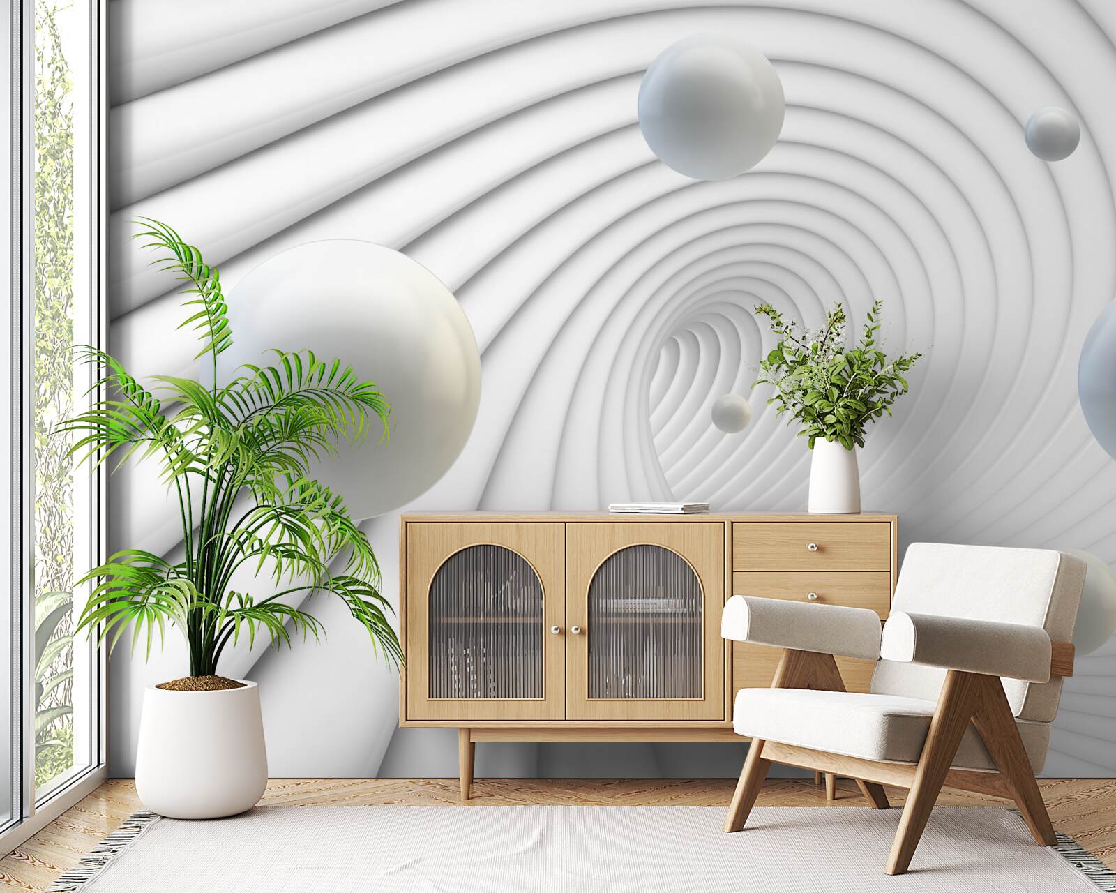 Fototapet bile albe care plutesc ușor în aer