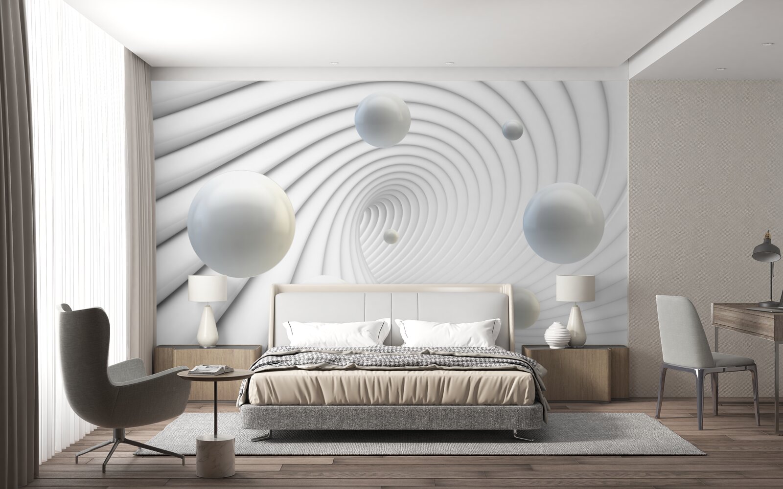 Fototapet bile albe care plutesc ușor în aer