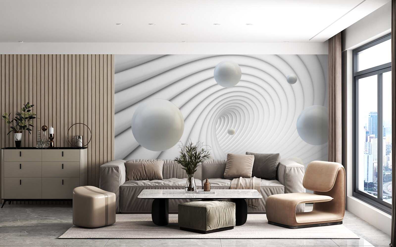 Fototapet bile albe care plutesc ușor în aer