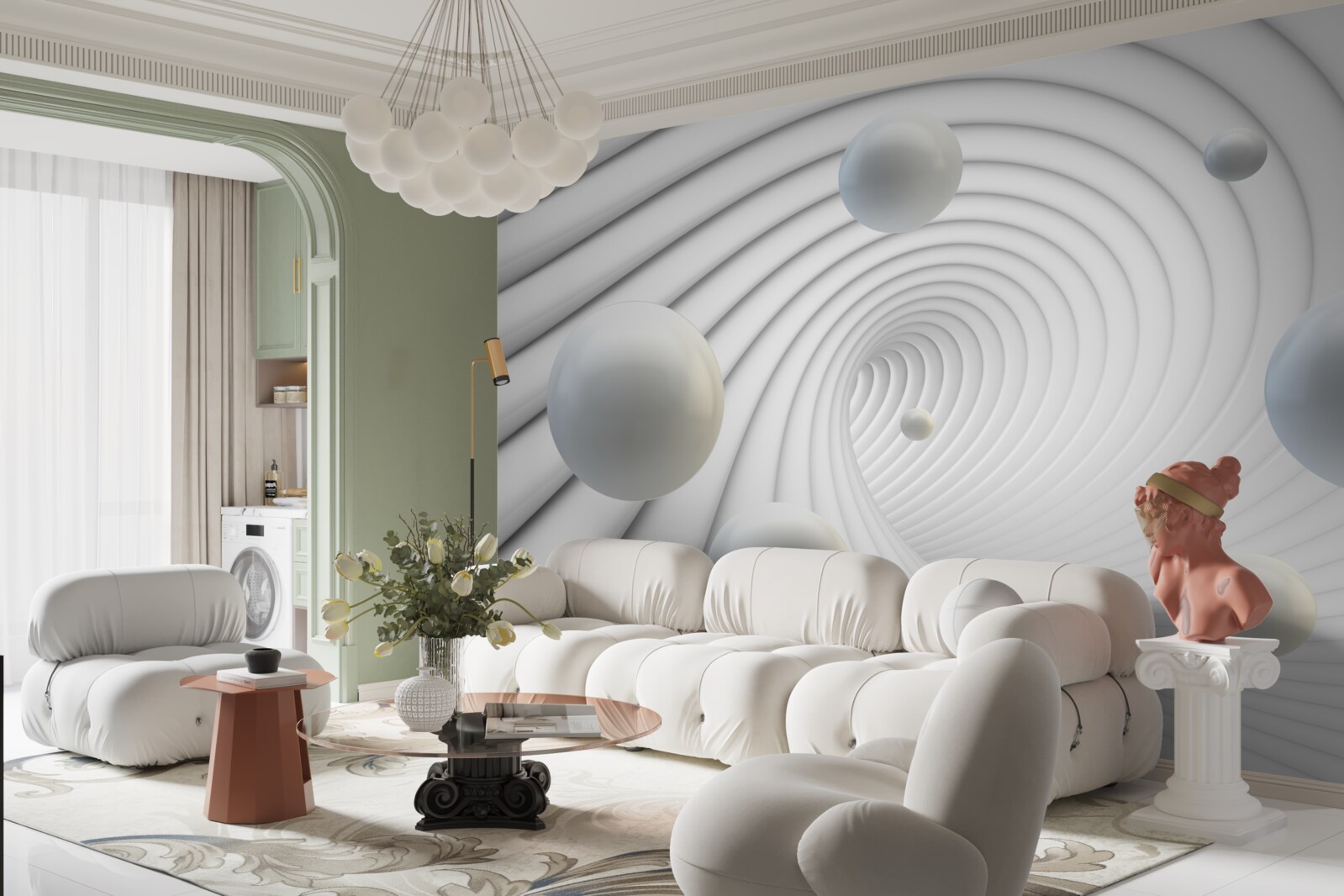 Fototapet bile albe care plutesc ușor în aer