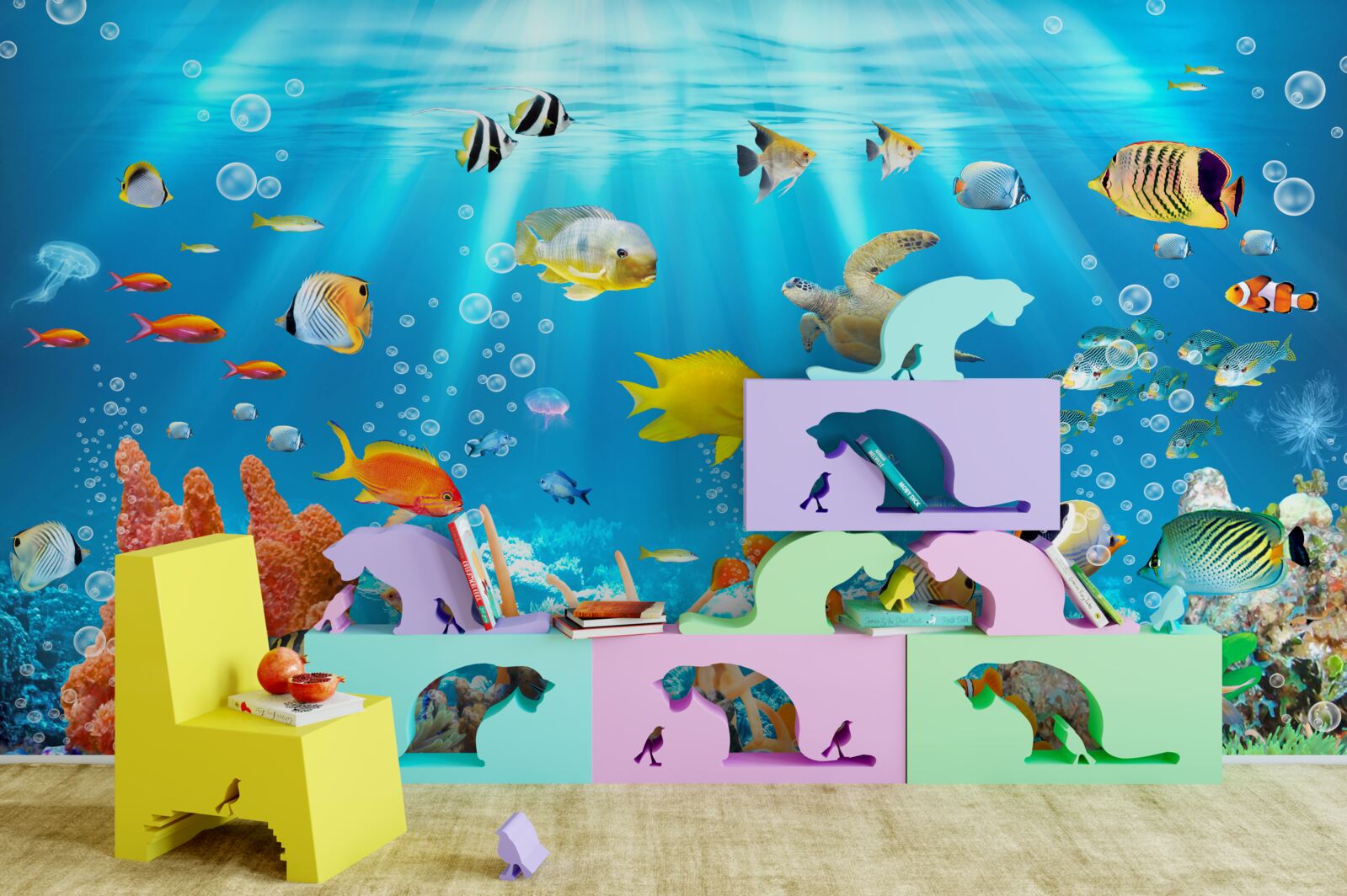 Fototapet lumea vibrantă a adâncurilor subacvatice