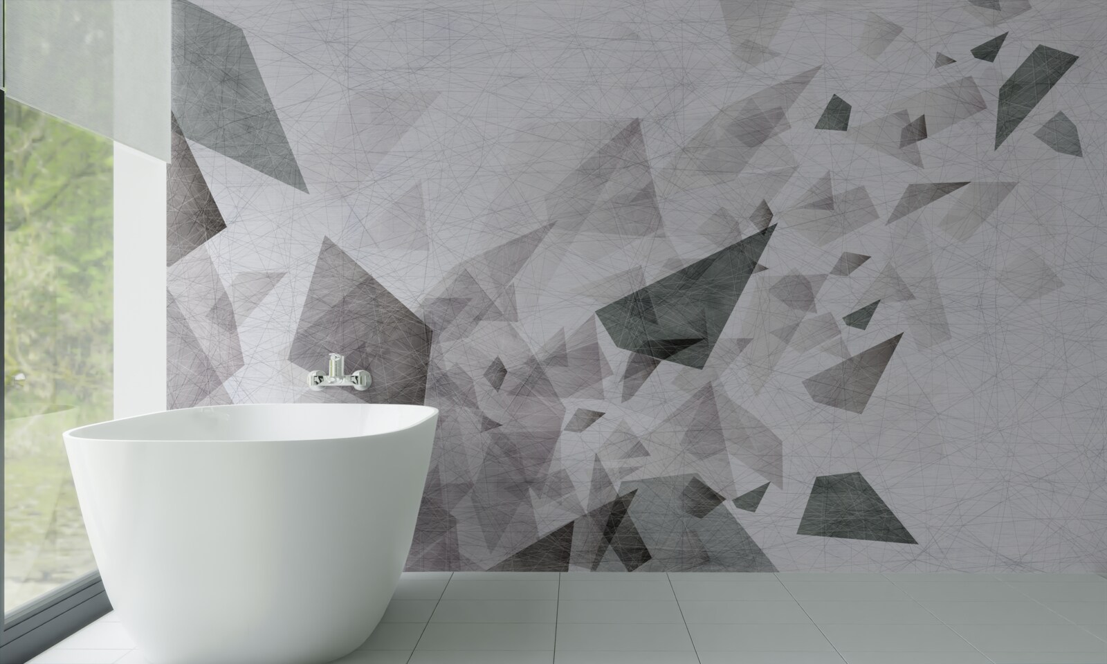 Fototapet fundal gri cu model abstract de fir