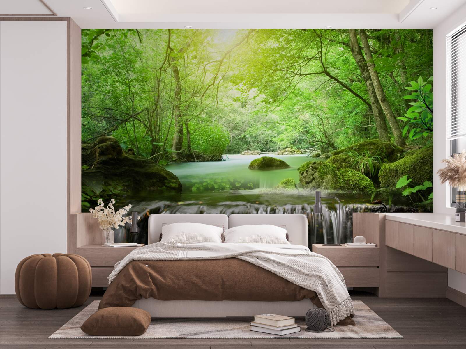 Fototapet razele soarelui ajung la cascadă