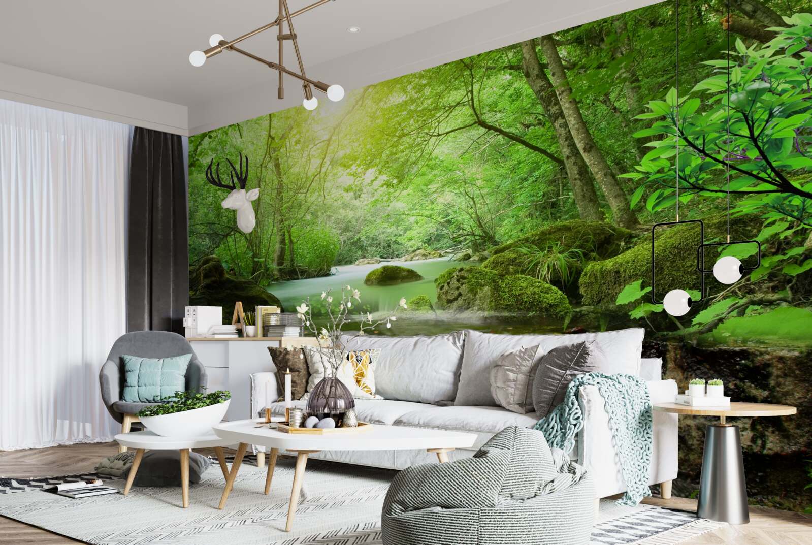 Fototapet razele soarelui ajung la cascadă