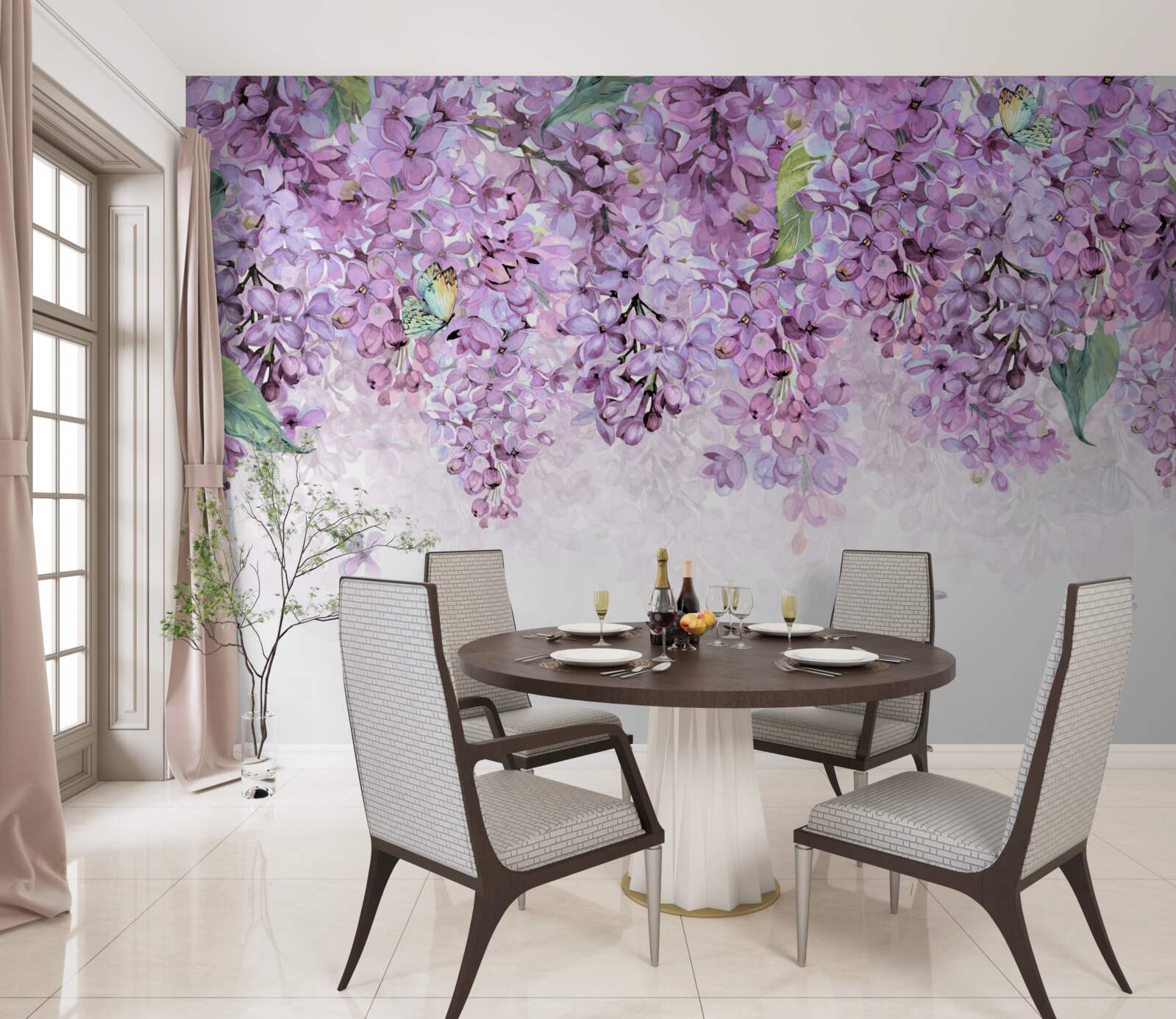 Fototapet lumină violet liliac de perete