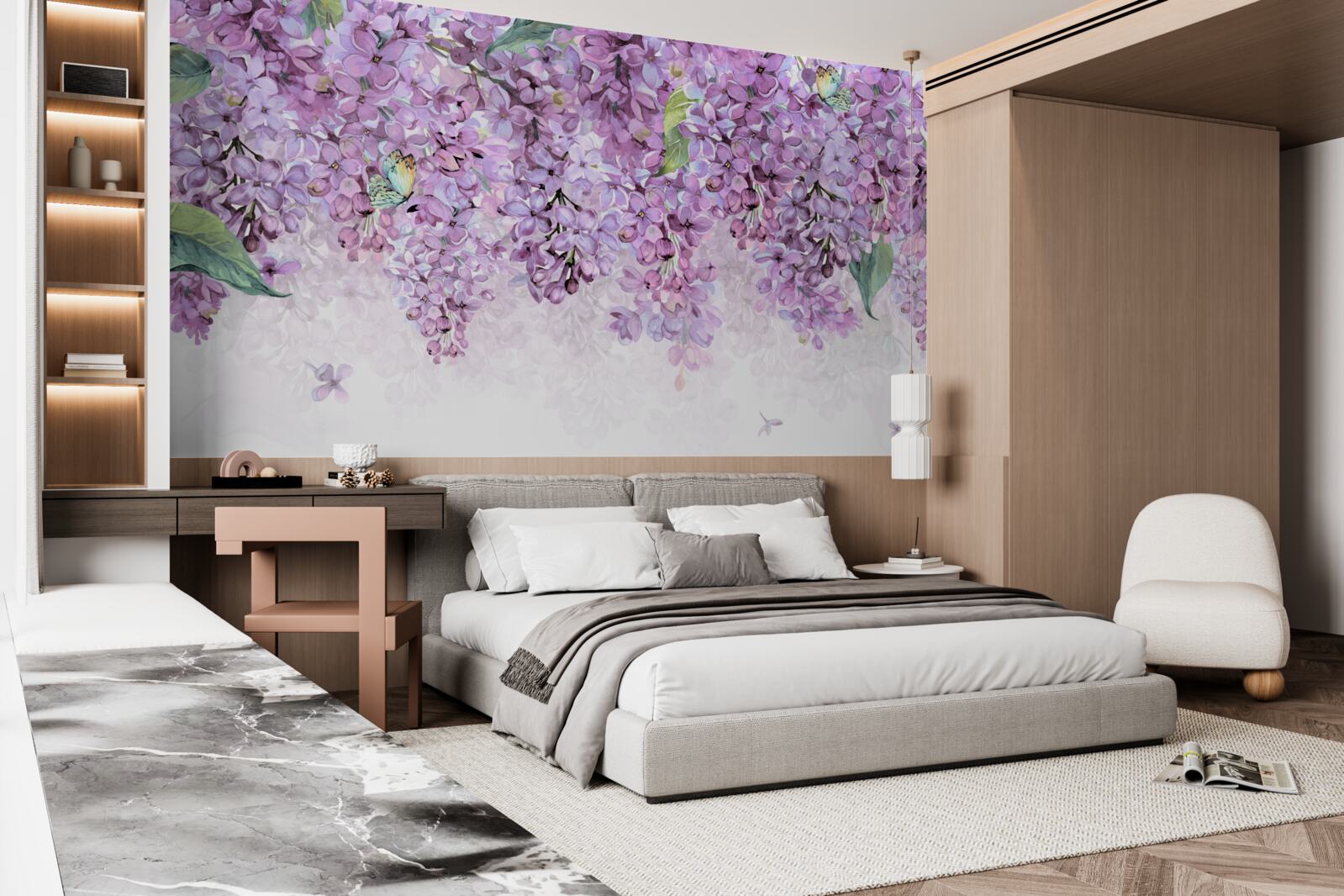 Fototapet lumină violet liliac de perete