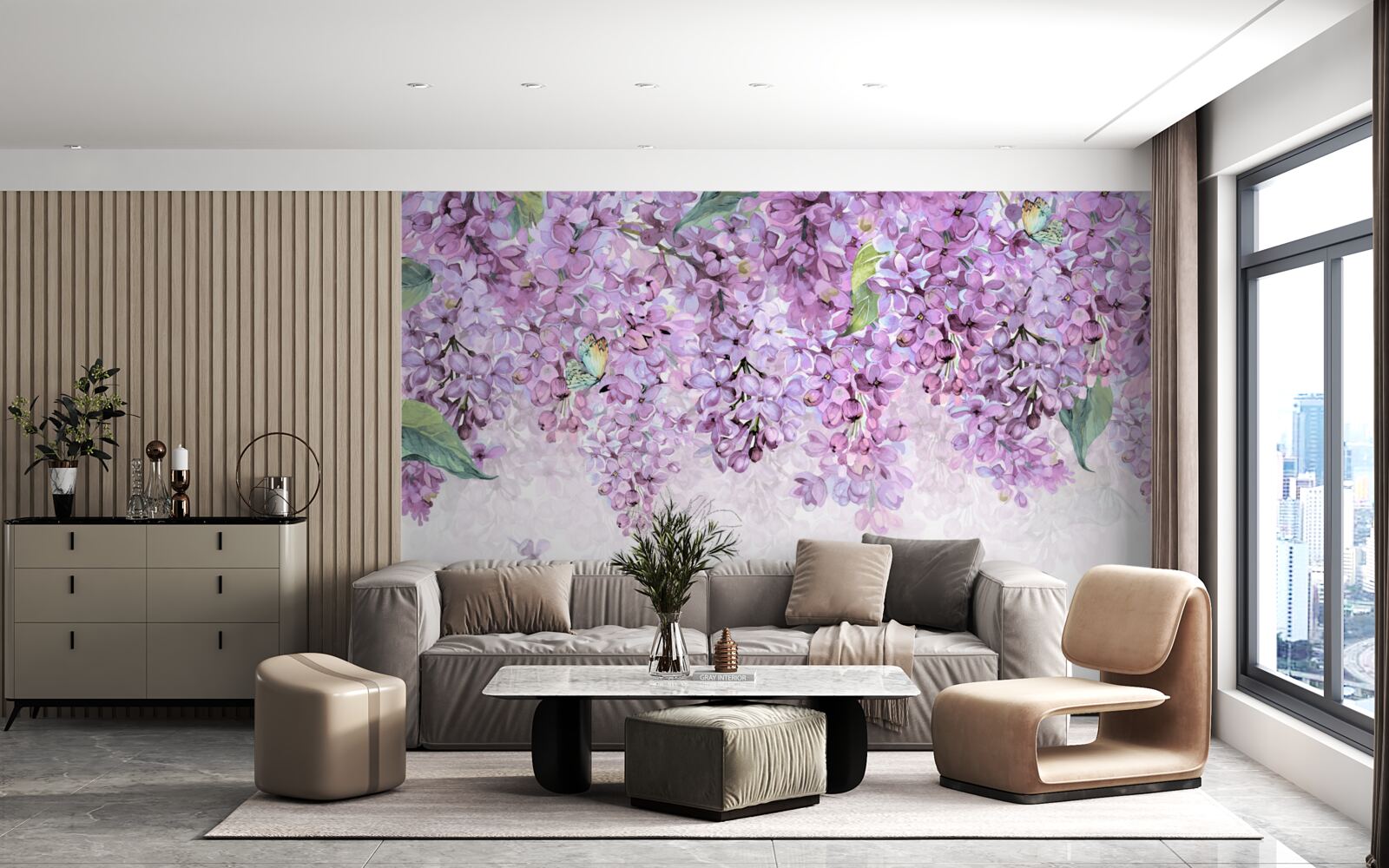 Fototapet lumină violet liliac de perete