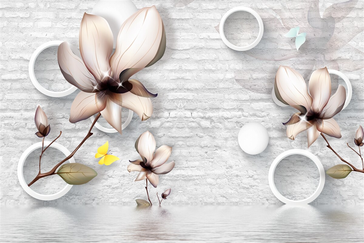 Fototapet muguri colorați pe un fundal neobișnuit de cărămidă