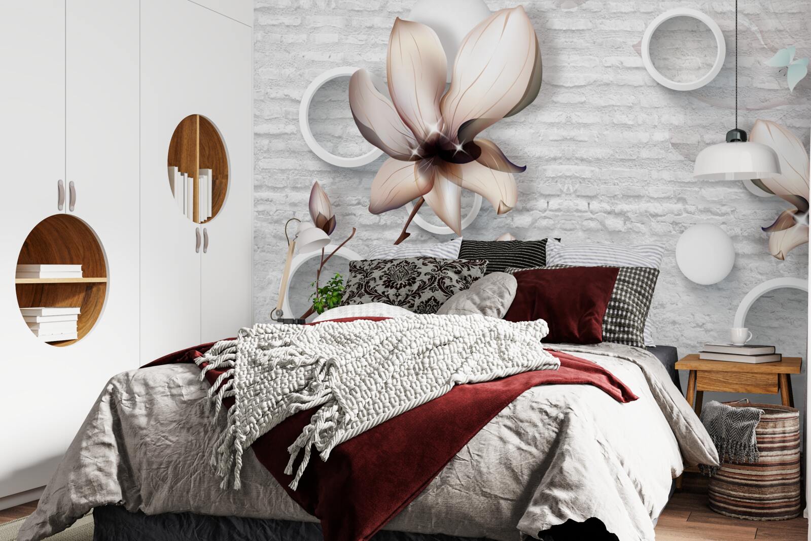 Fototapet muguri colorați pe un fundal neobișnuit de cărămidă