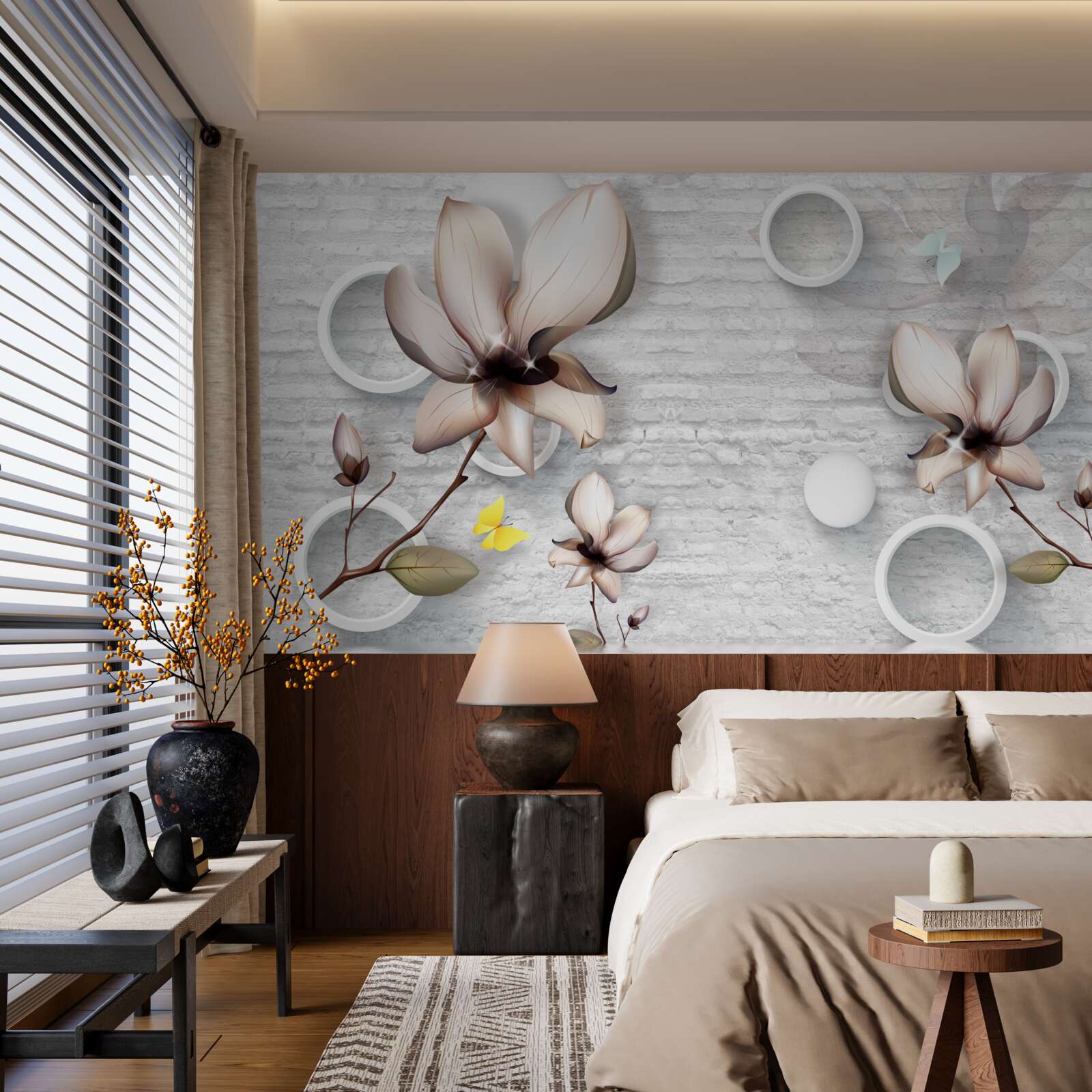 Fototapet muguri colorați pe un fundal neobișnuit de cărămidă