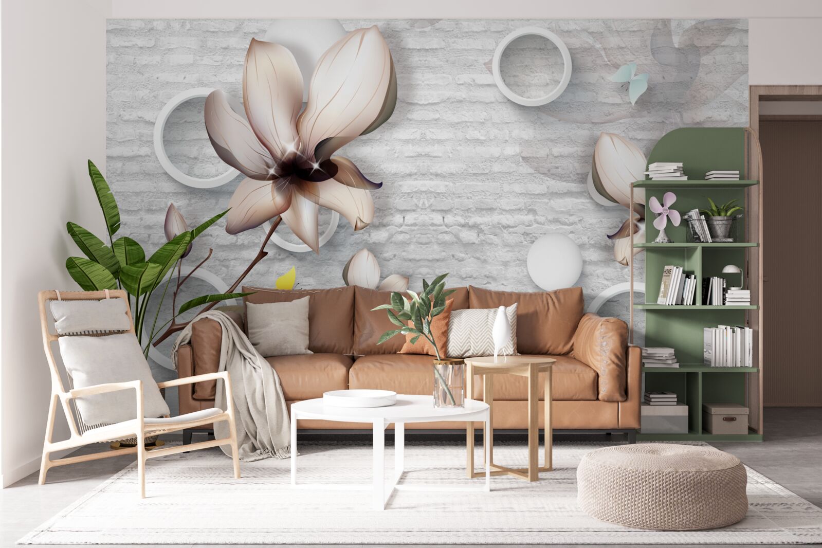 Fototapet muguri colorați pe un fundal neobișnuit de cărămidă