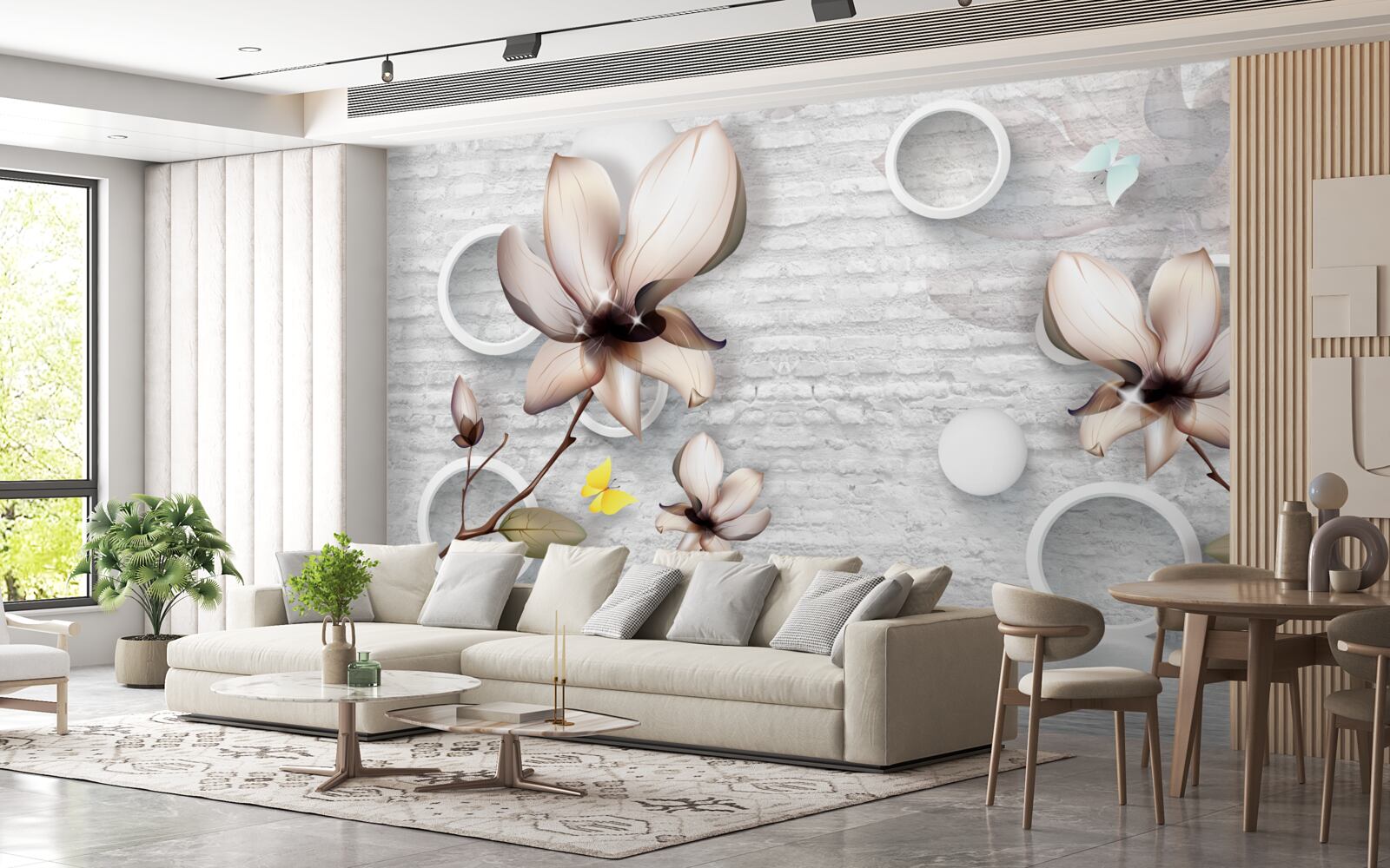 Fototapet muguri colorați pe un fundal neobișnuit de cărămidă