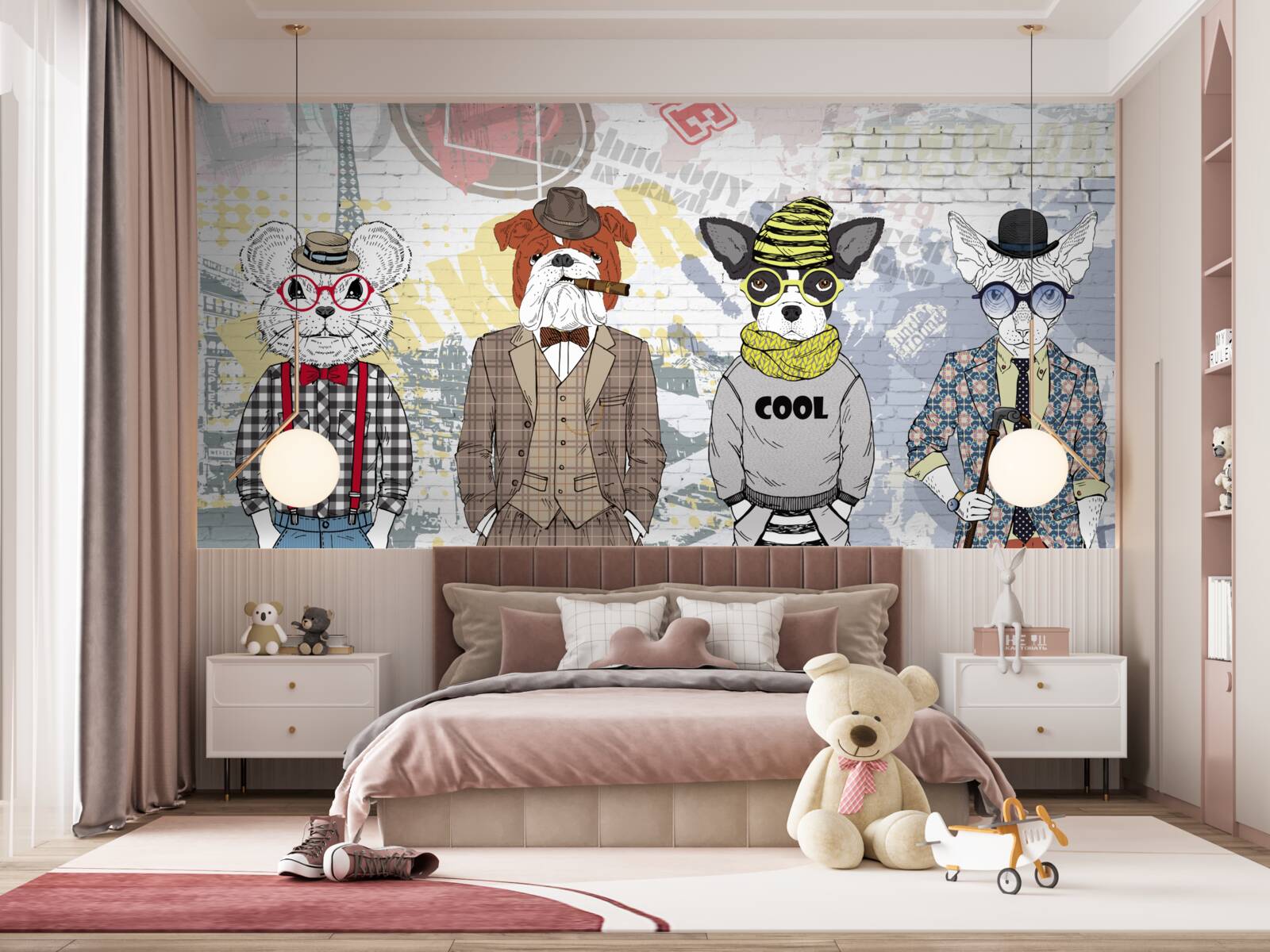 Fototapet animale în haine la modă