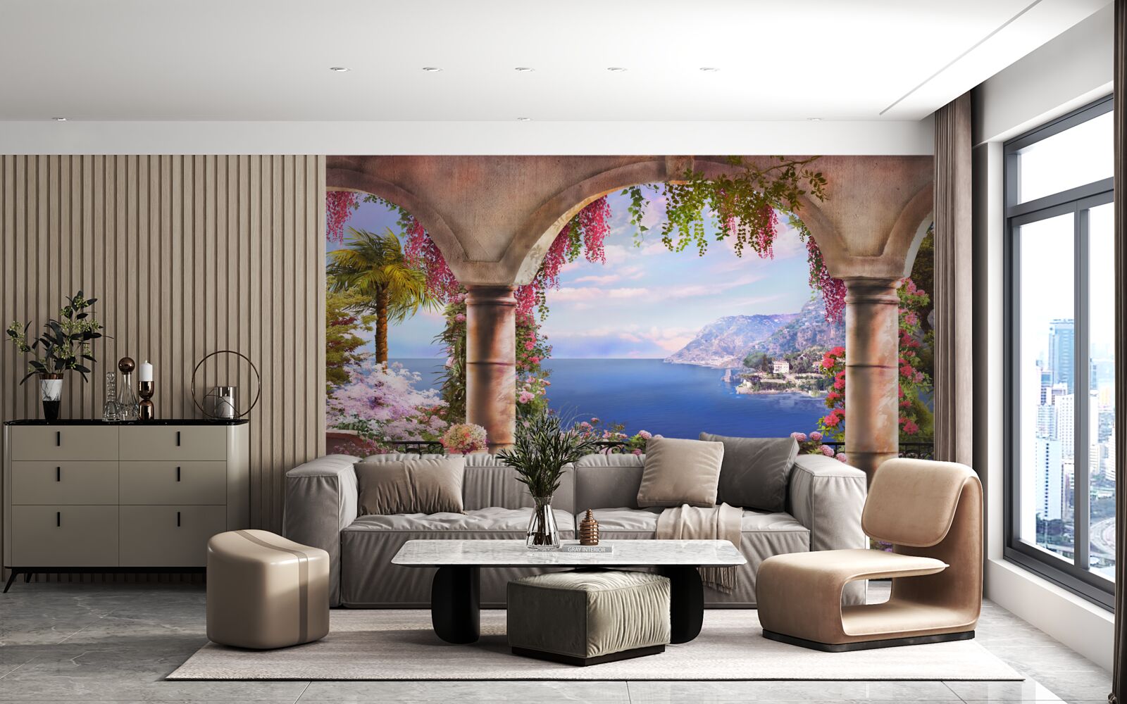 Fototapet Arce din piatră sunt situate în apropierea țărmurilor mării albastre