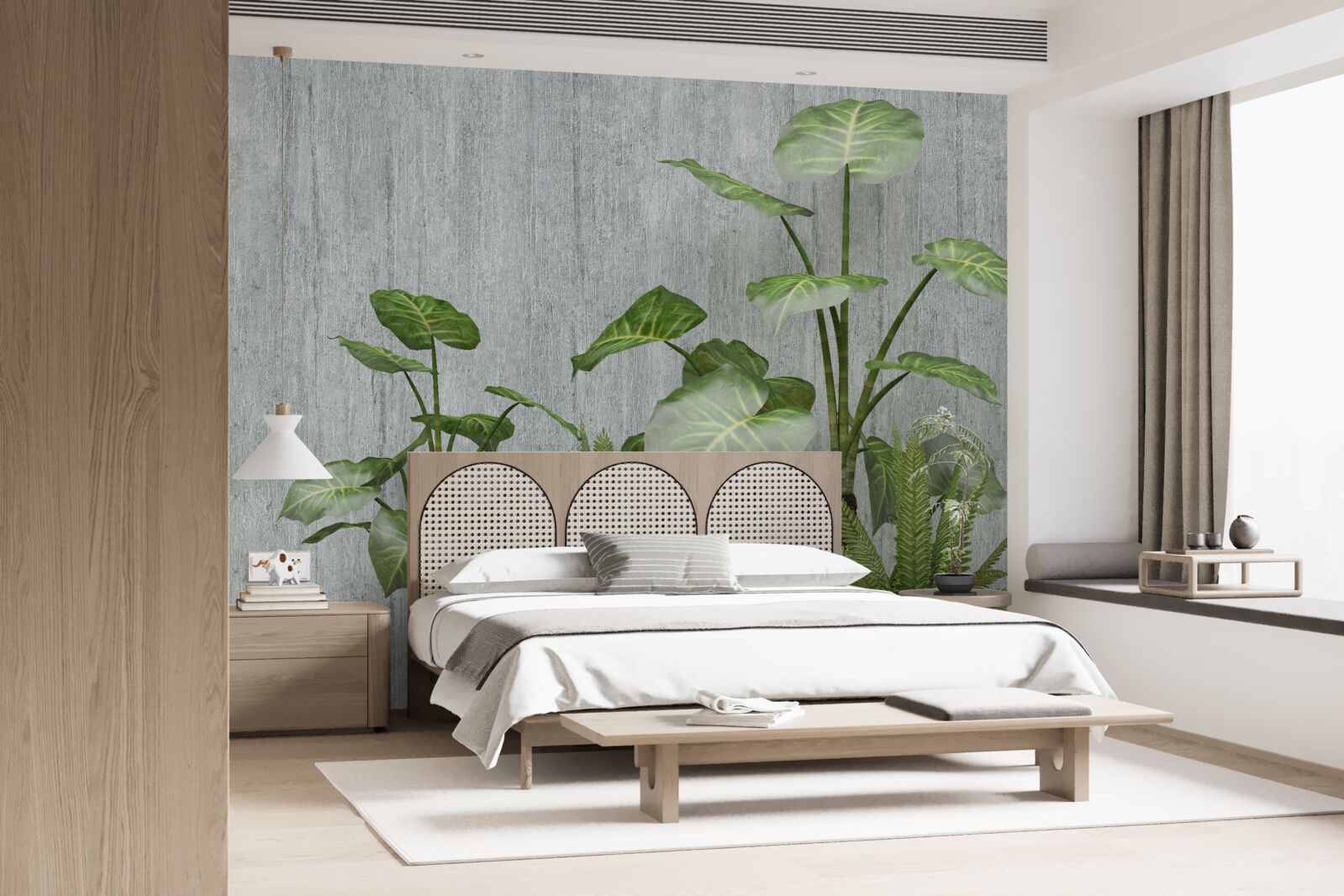 Fototapet tufiș imens monstera pe un fundal argintiu