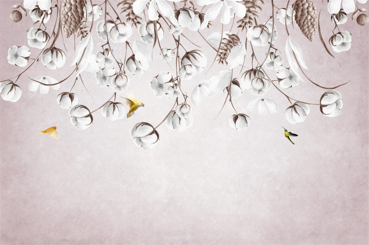 Fototapet bumbac ușor pe fundal alb