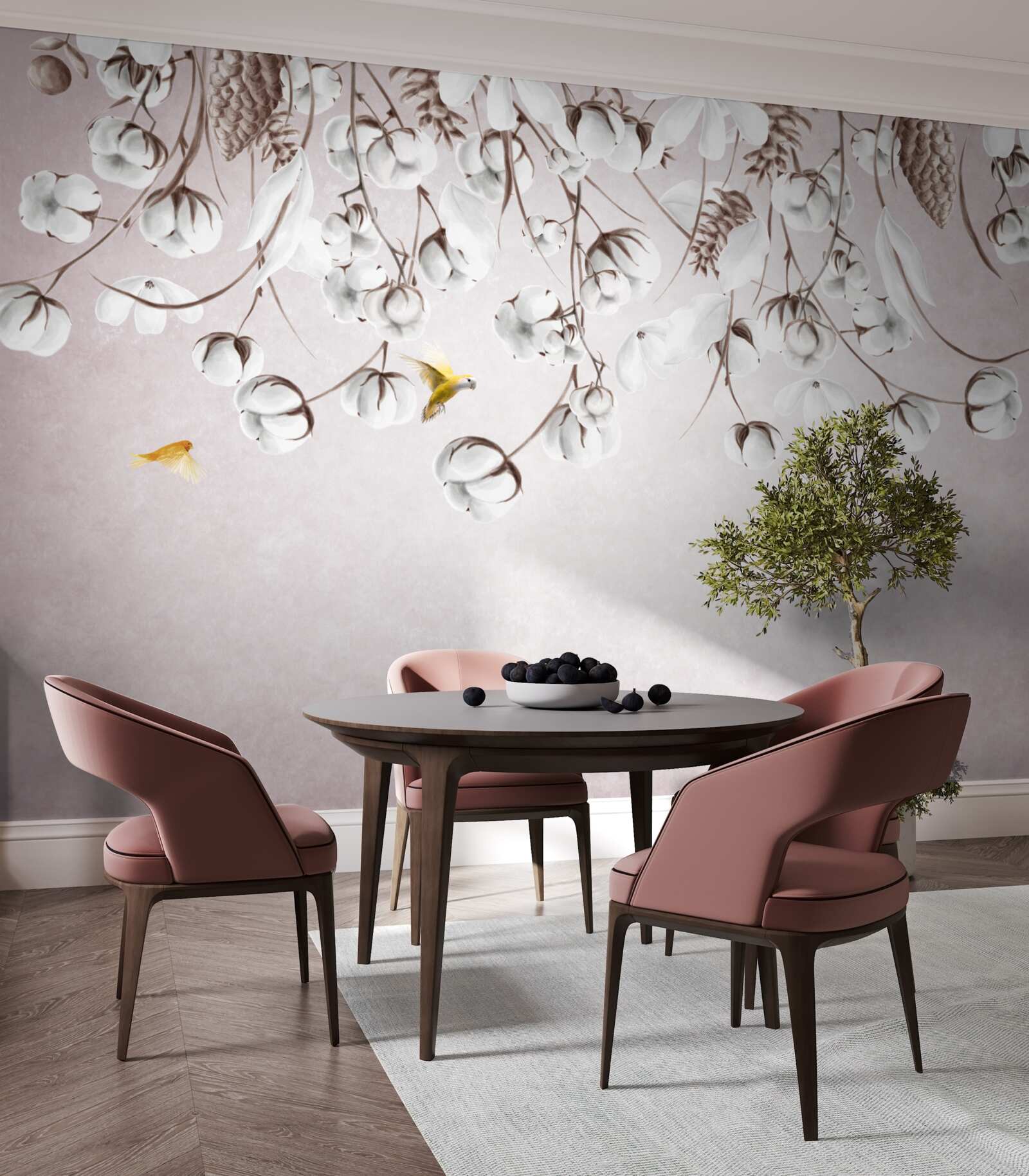 Fototapet bumbac ușor pe fundal alb