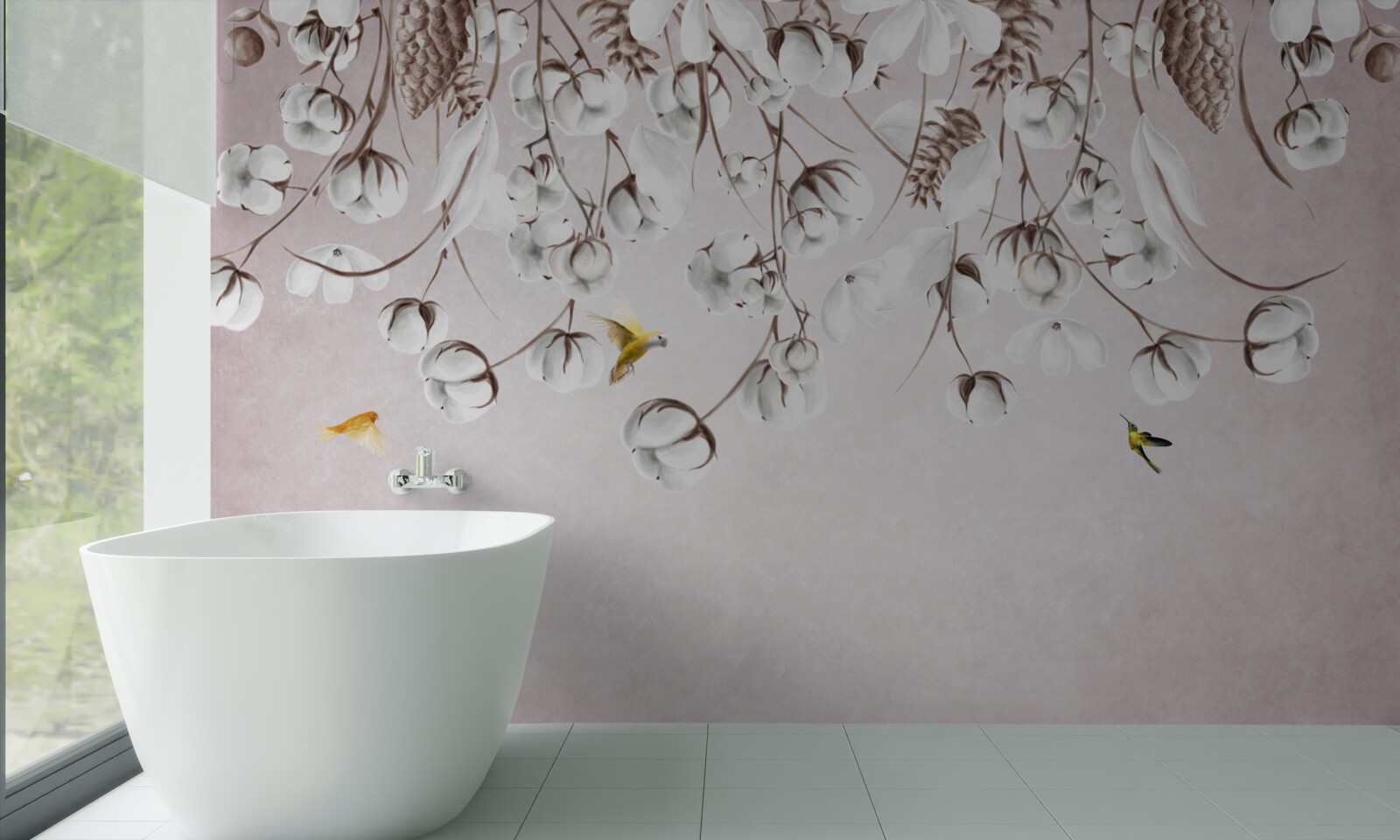 Fototapet bumbac ușor pe fundal alb