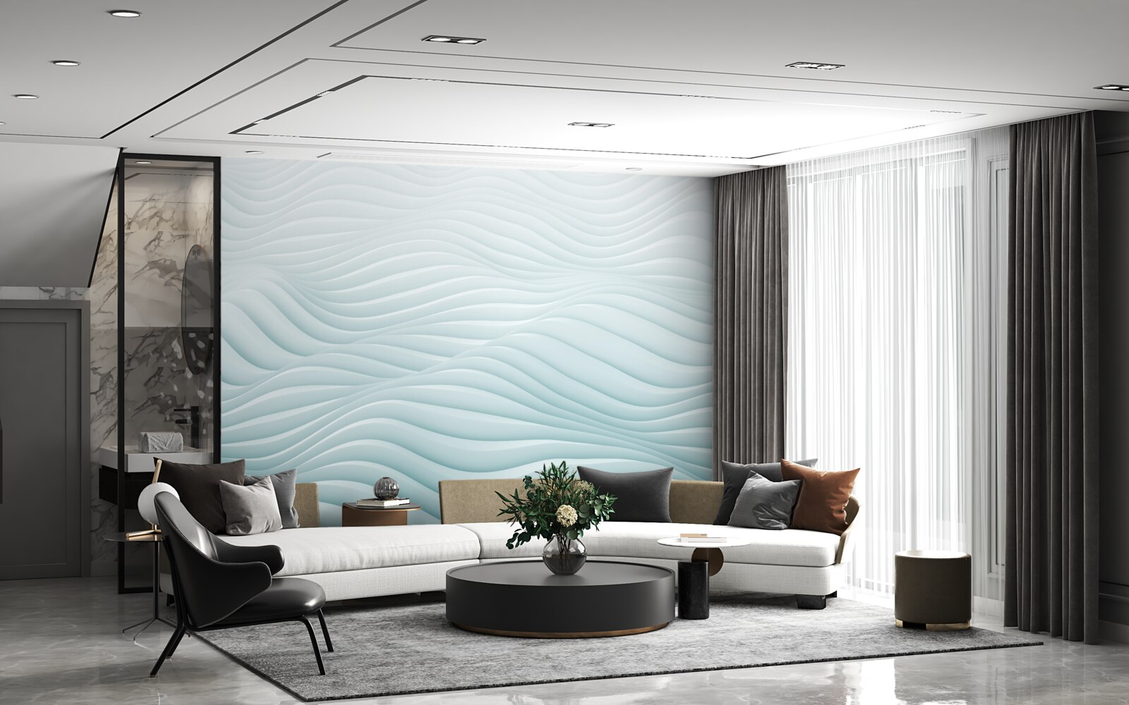 Fototapet abstracție de valuri de mare netede