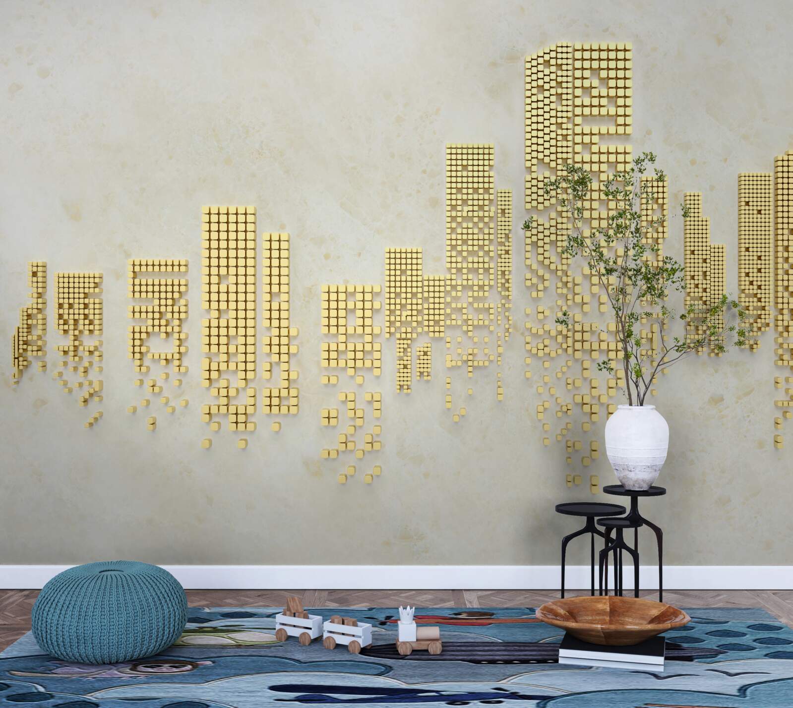 Fototapet apartamente cub de aur