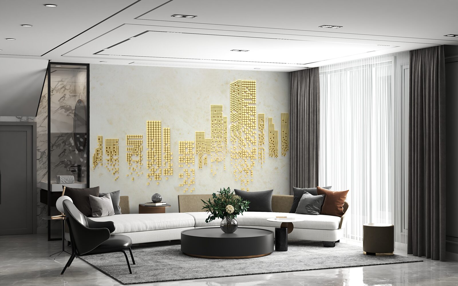 Fototapet apartamente cub de aur