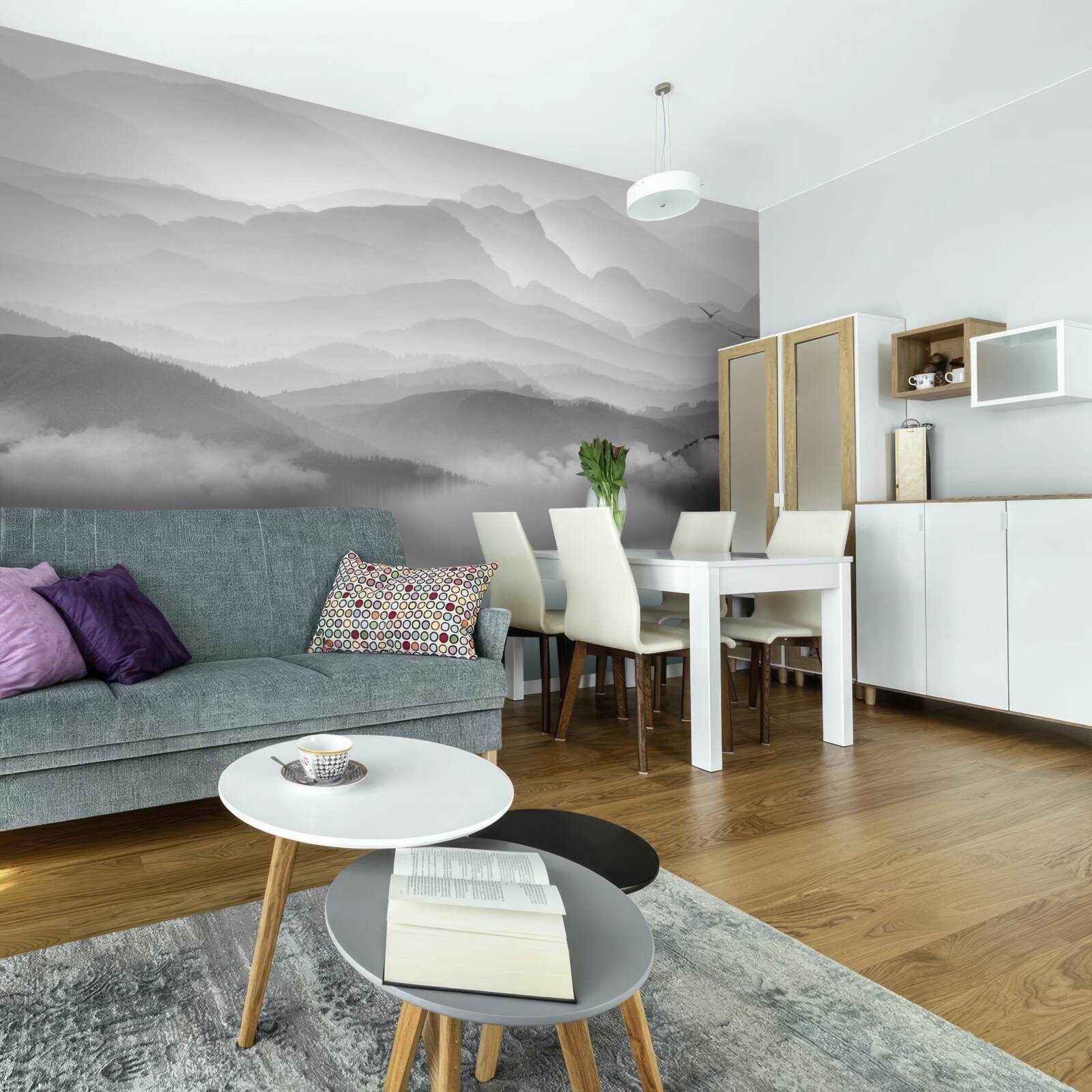 Fototapet pescarul se întoarce pe lacul Misty Mountain