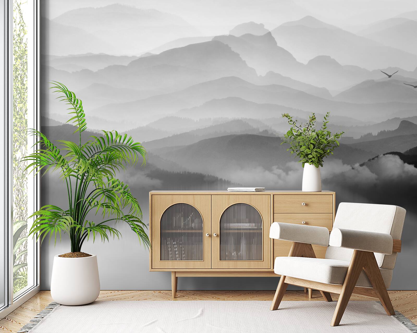 Fototapet pescarul se întoarce pe lacul Misty Mountain