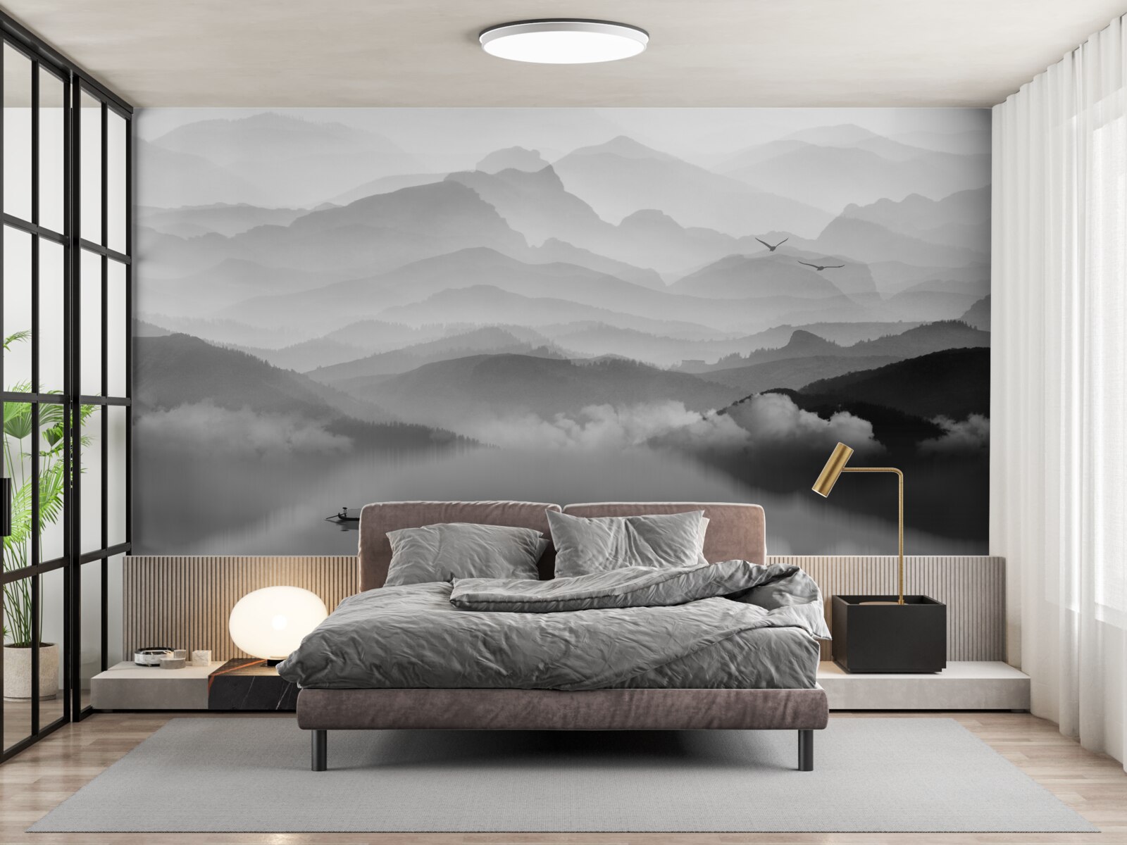 Fototapet pescarul se întoarce pe lacul Misty Mountain