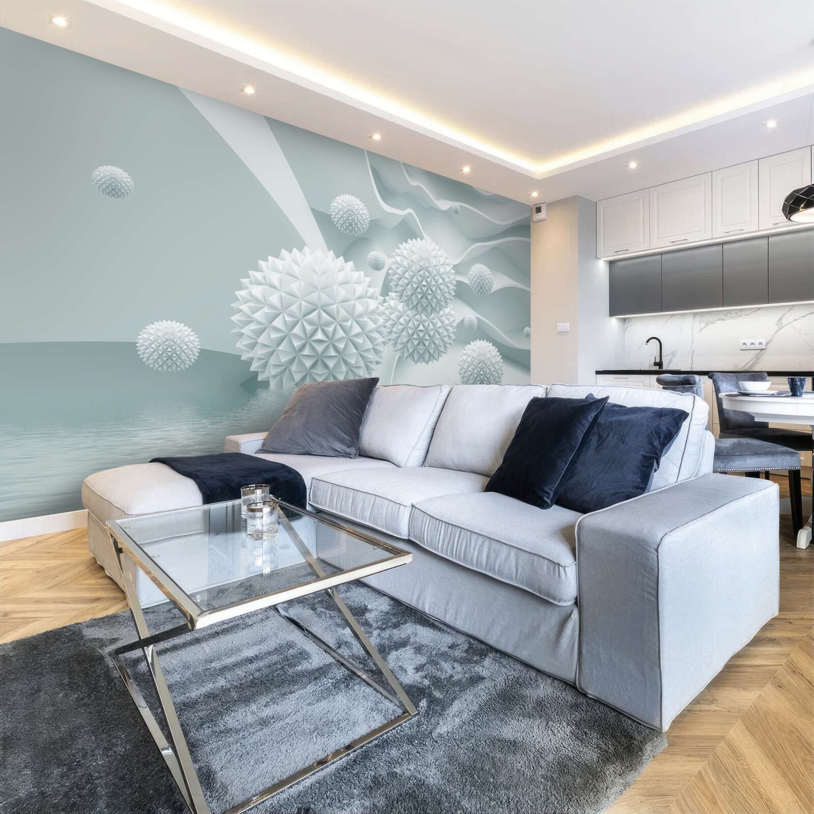 Fototapet bilele sunt albe și ascuțite și plutesc în stare de imponderabilitate