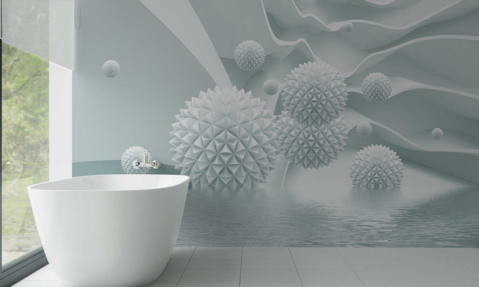 Fototapet bilele sunt albe și ascuțite și plutesc în stare de imponderabilitate